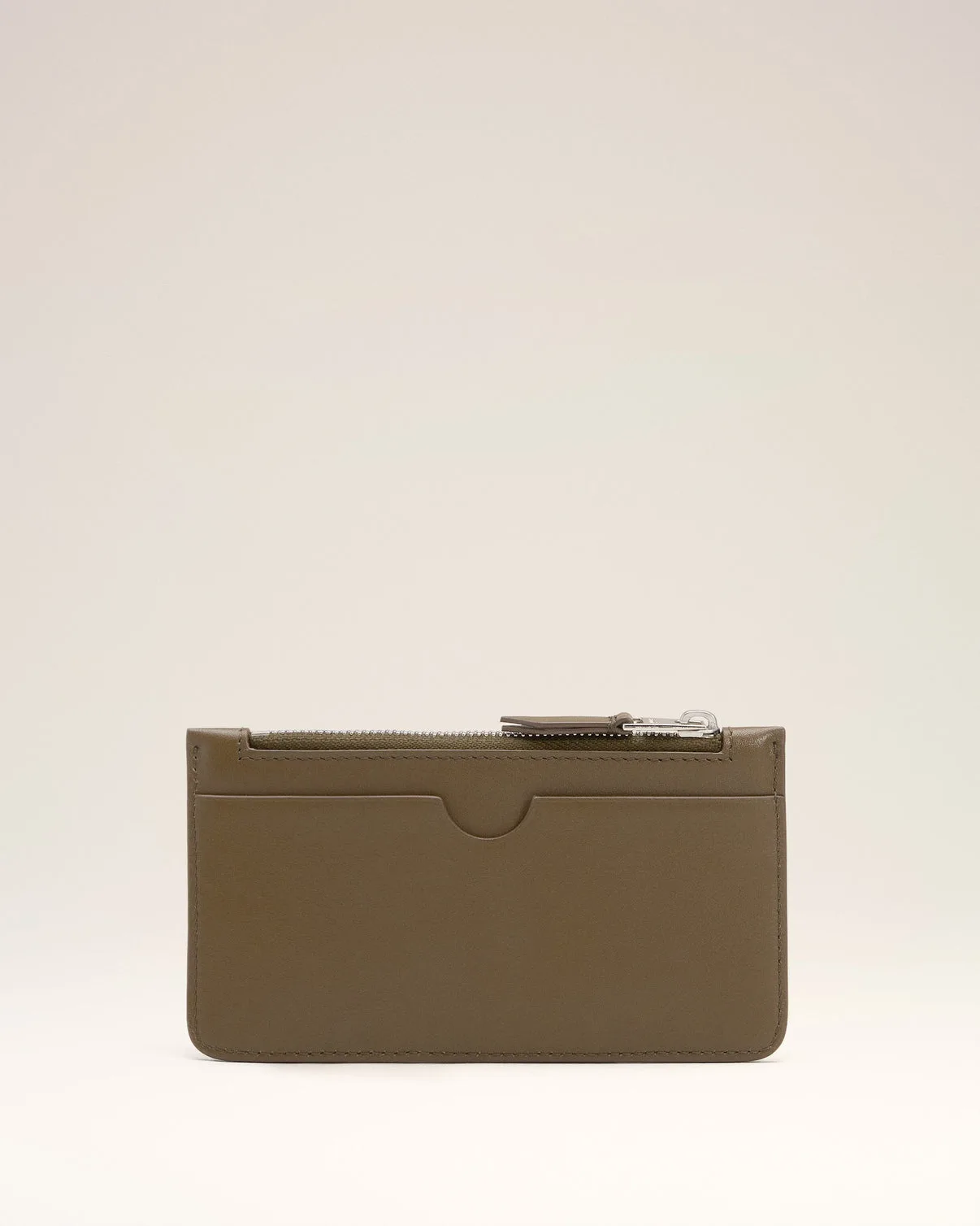 Green Smooth Leather Zipped Card Holder