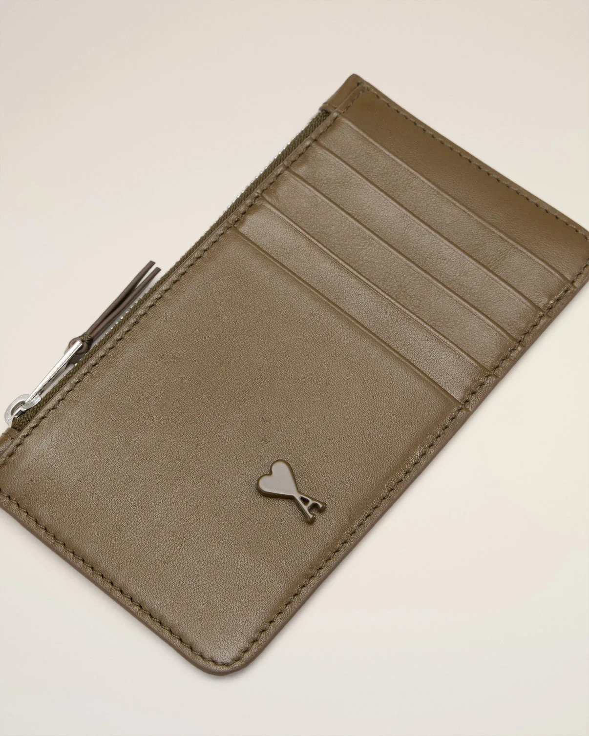 Green Smooth Leather Zipped Card Holder