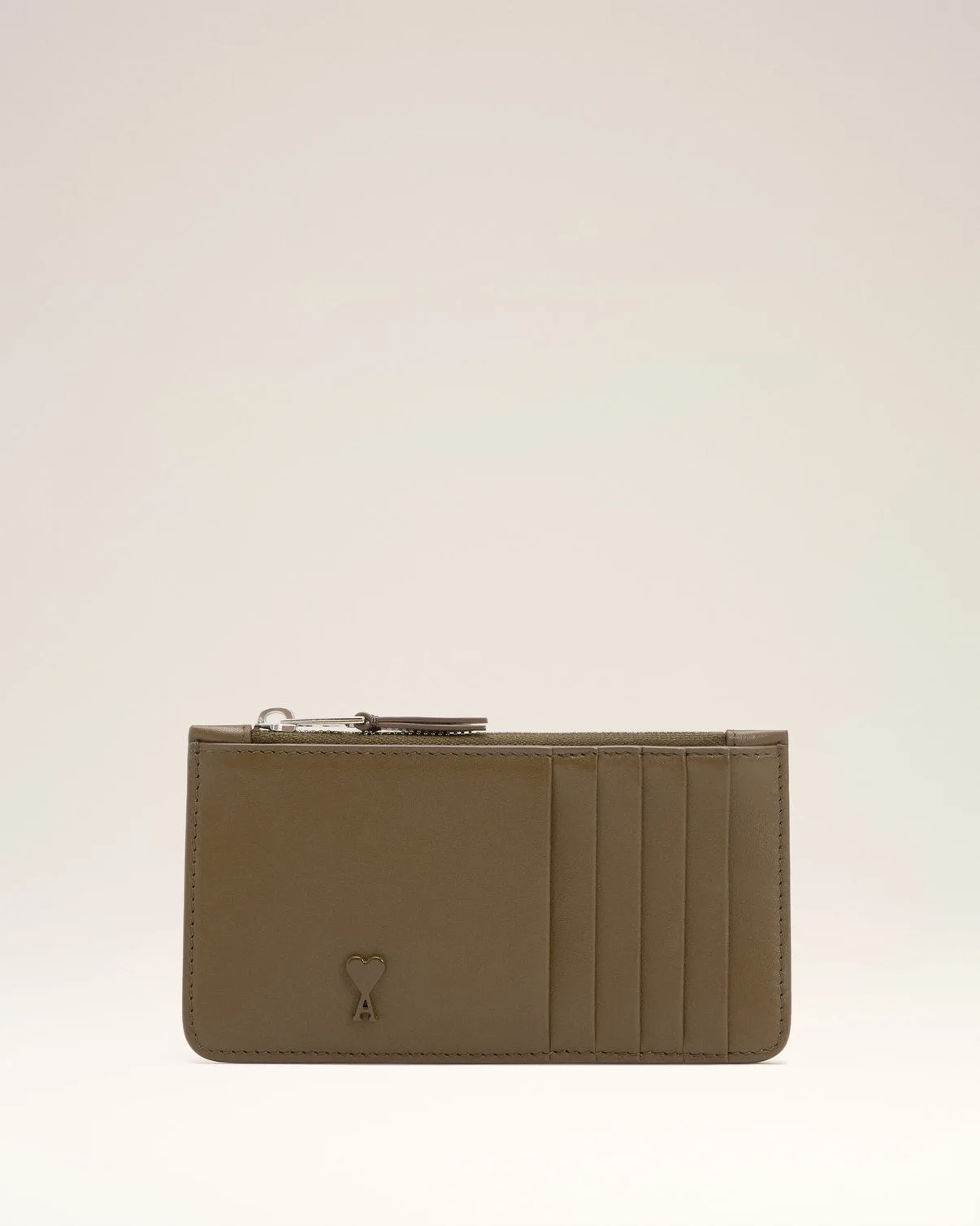 Green Smooth Leather Zipped Card Holder