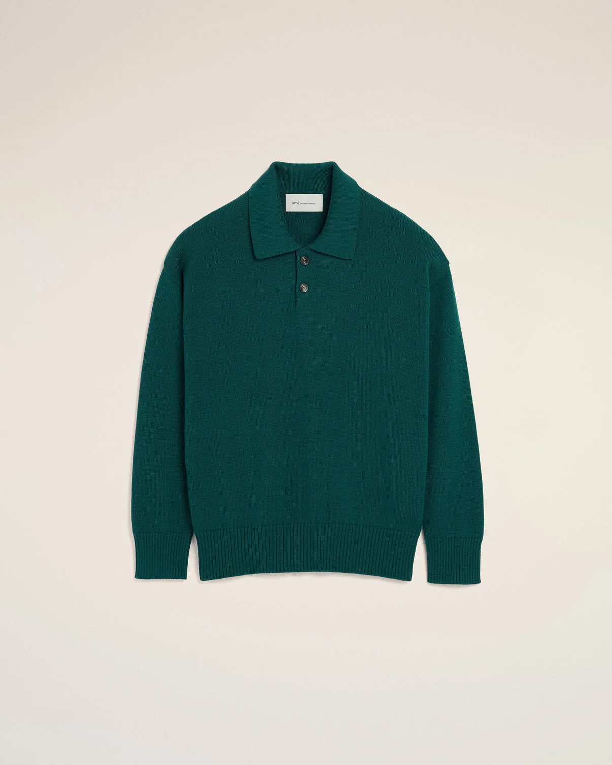 Green Wool And Cotton Boxy Polo