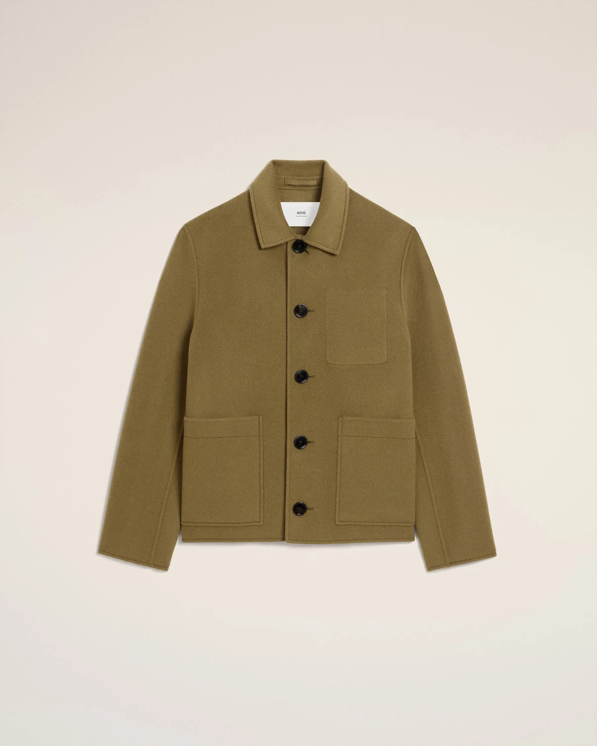 Green Wool Boxy Buttoned Jacket