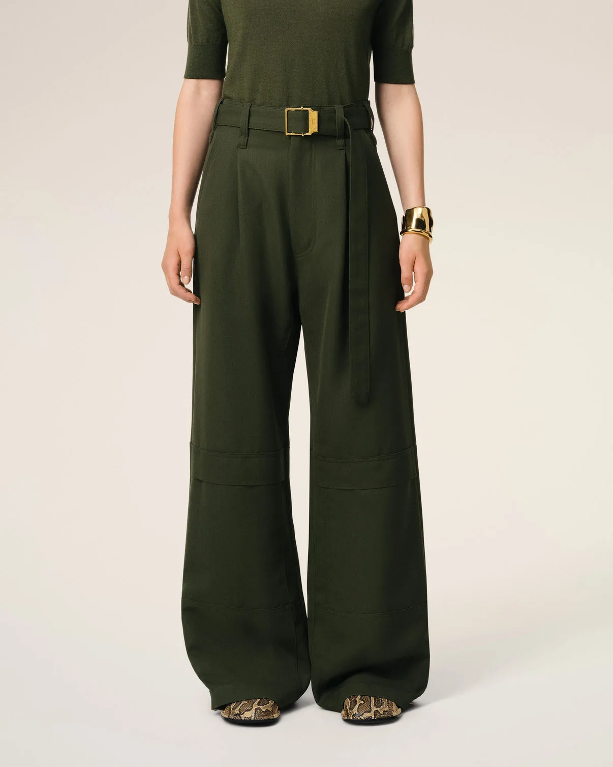 Green Wool Cargo Pants