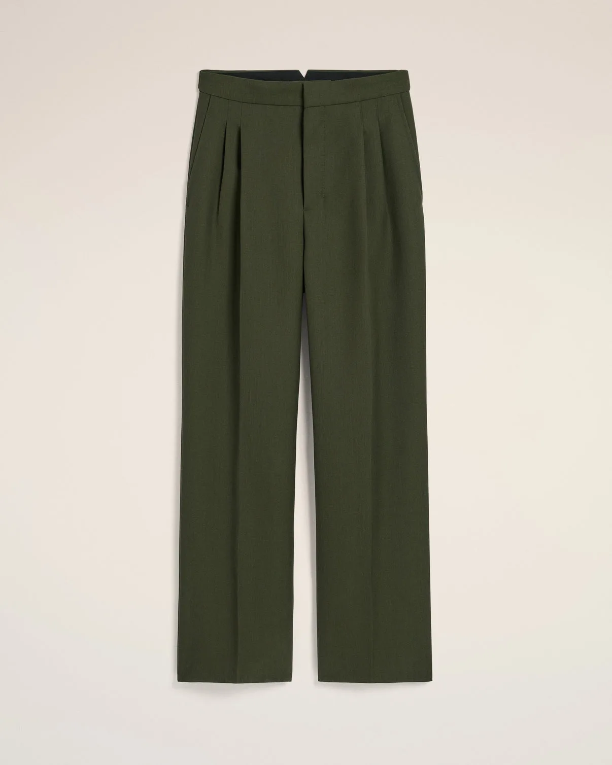Green Wool Large Fit Pants