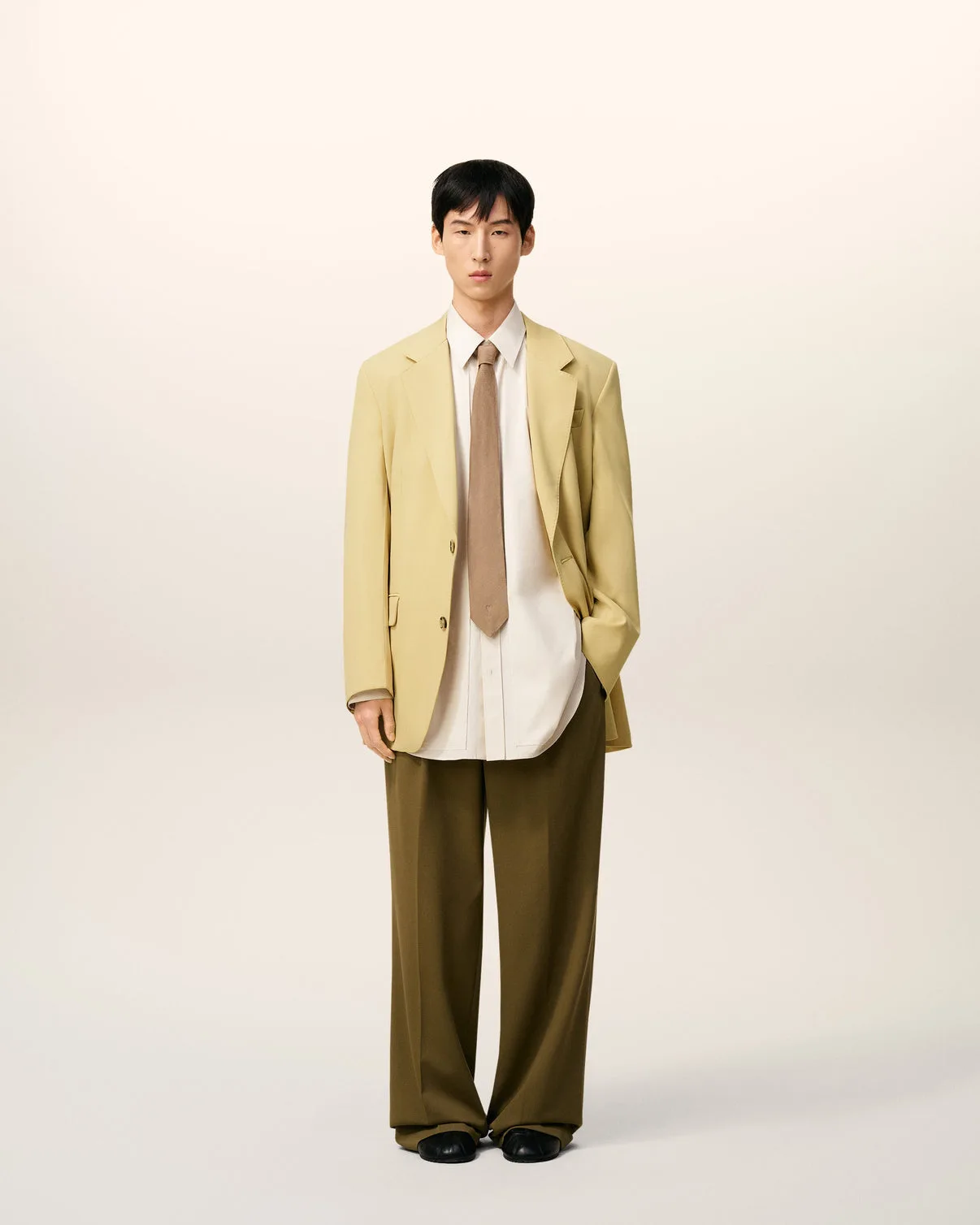Green Wool Loose Double Breasted Jacket