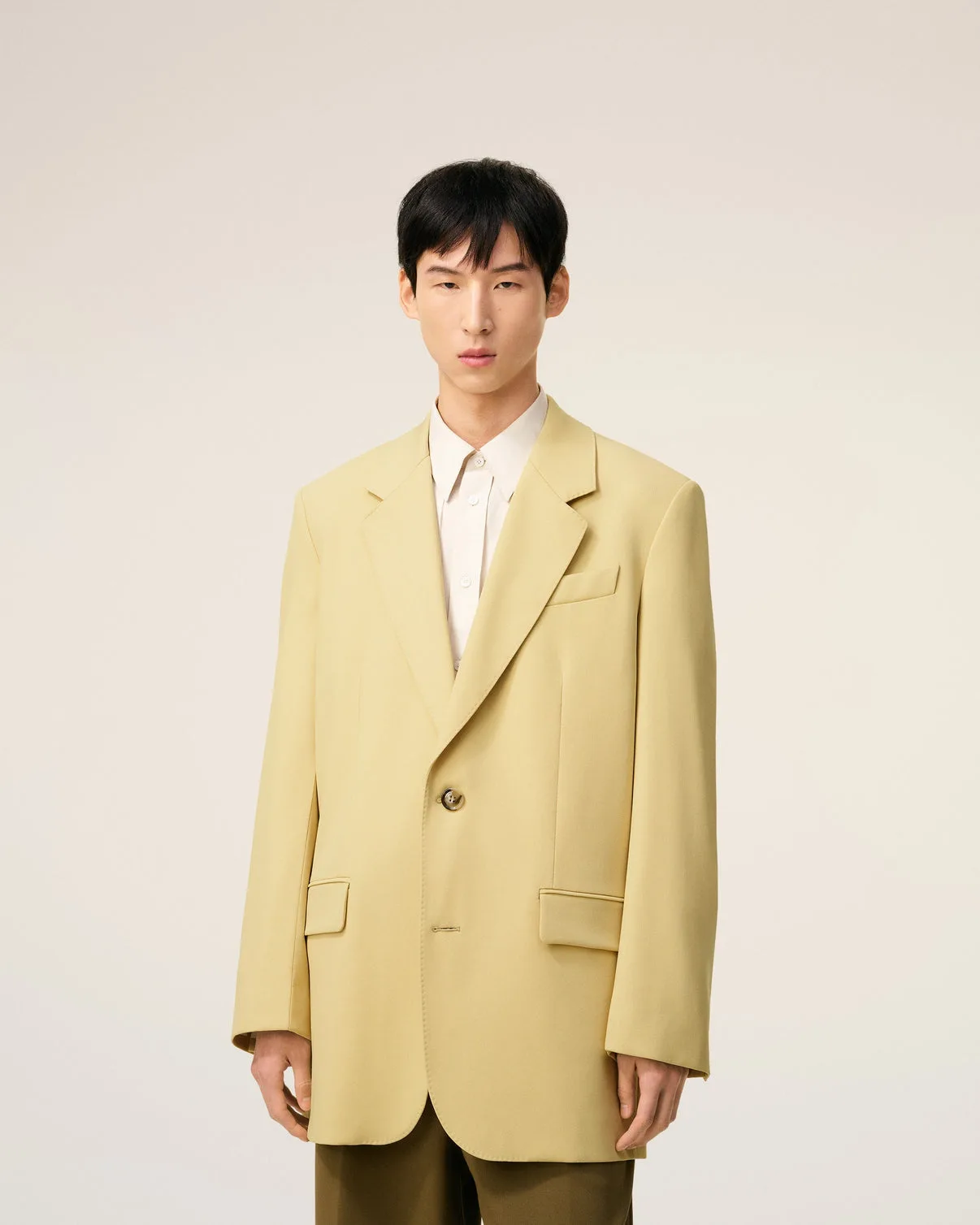 Green Wool Loose Double Breasted Jacket