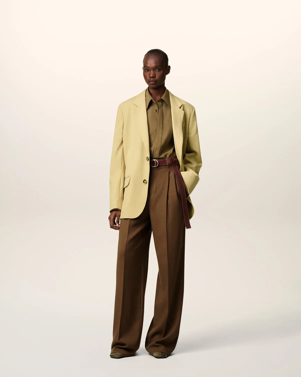 Green Wool Loose Single Breasted Jacket