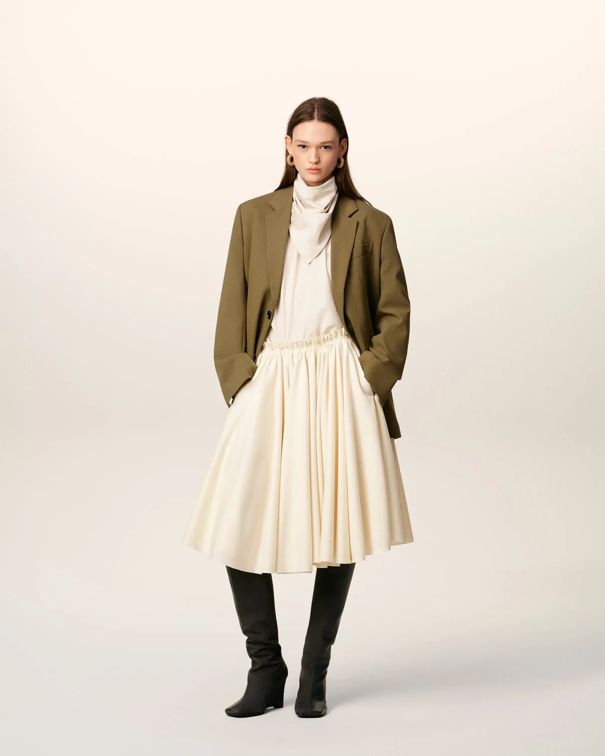 Green Wool Loose Single Breasted Jacket