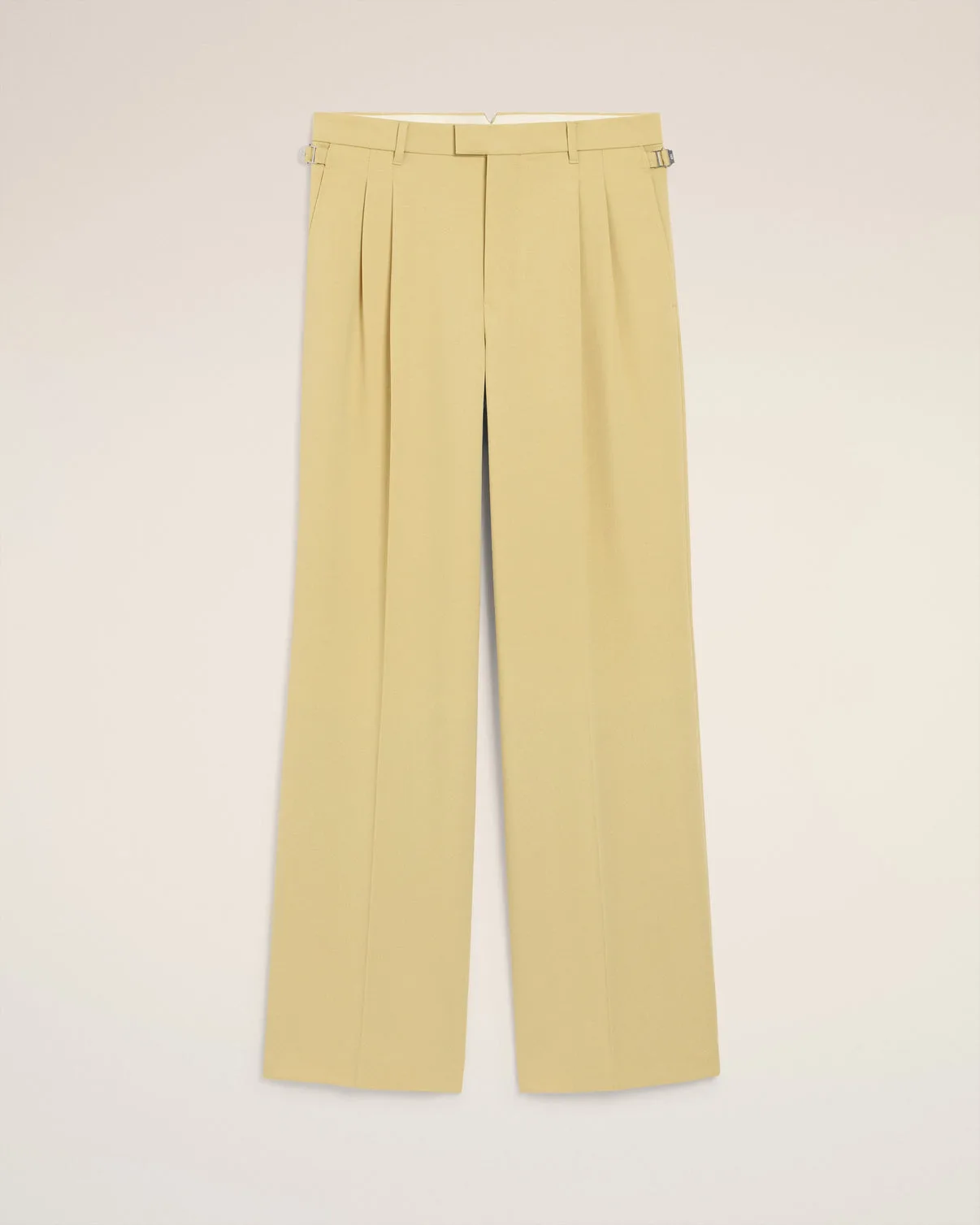Green Wool Low Waist Wide Pants