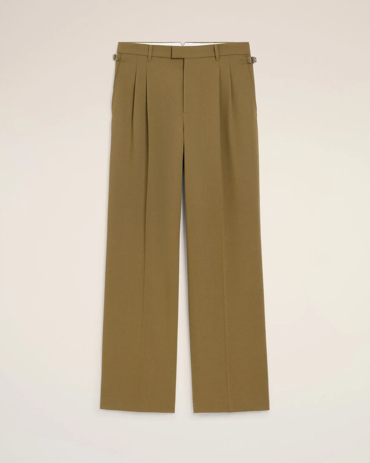Green Wool Low Waist Wide Pants
