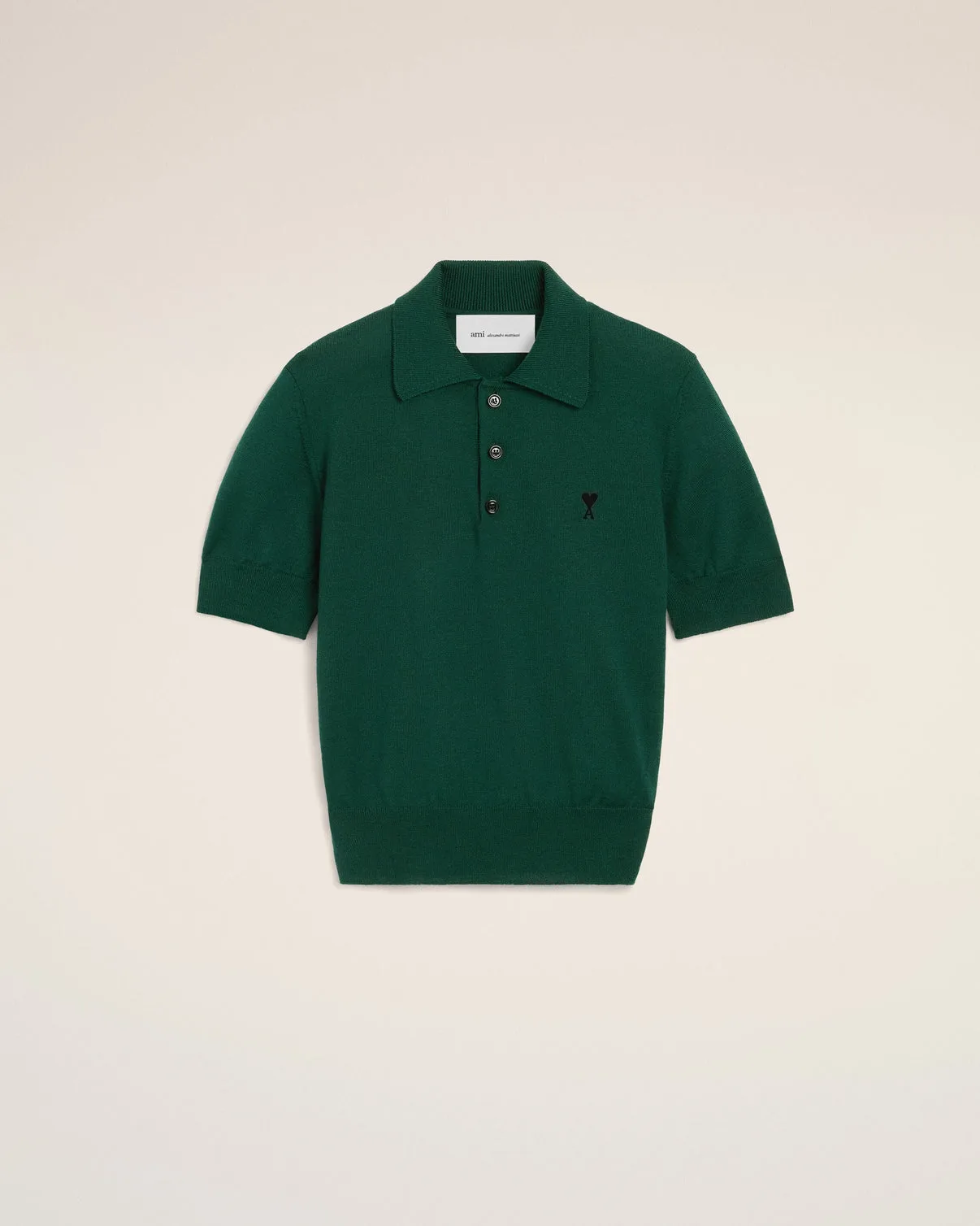 Green wool polo with