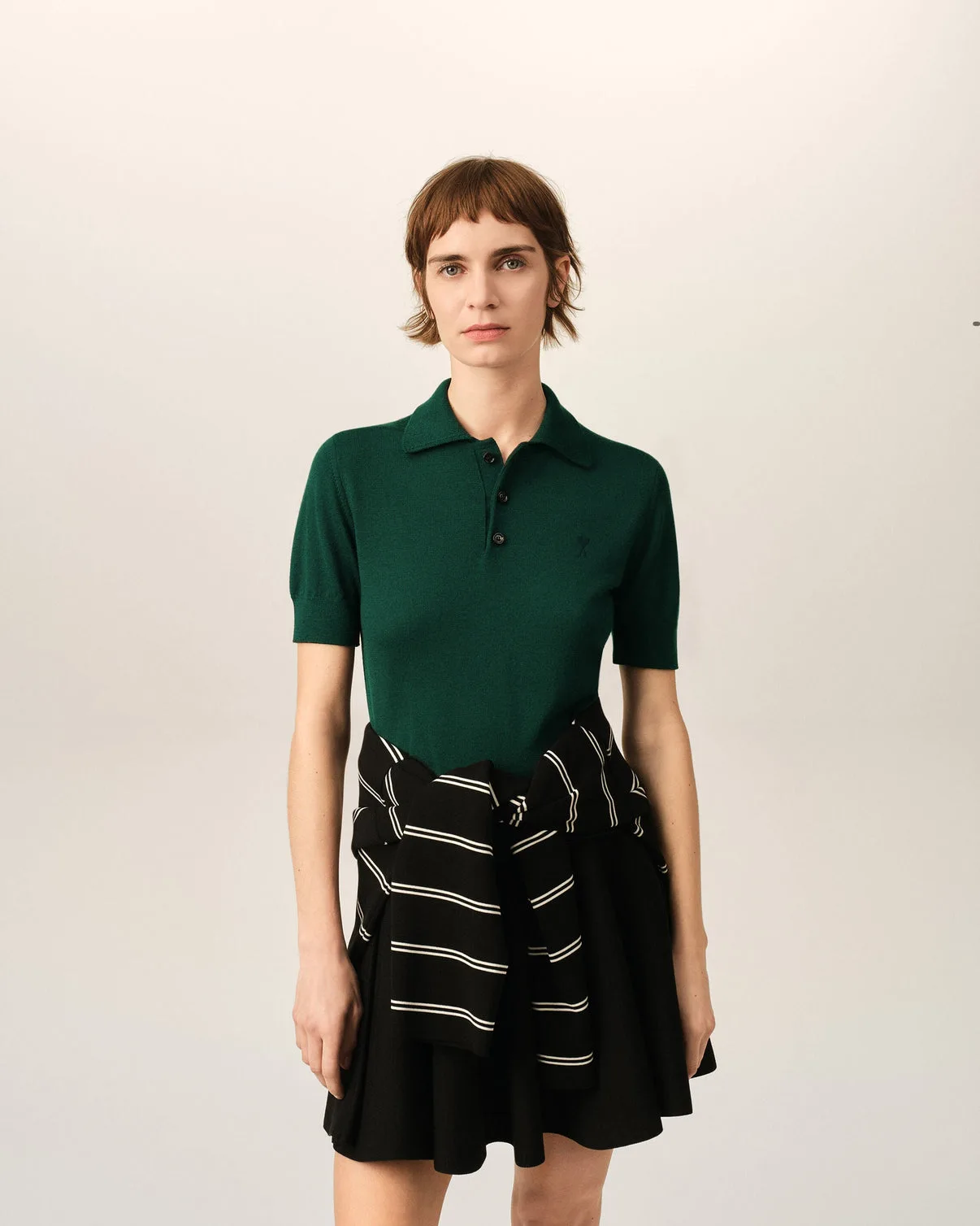Green wool polo with