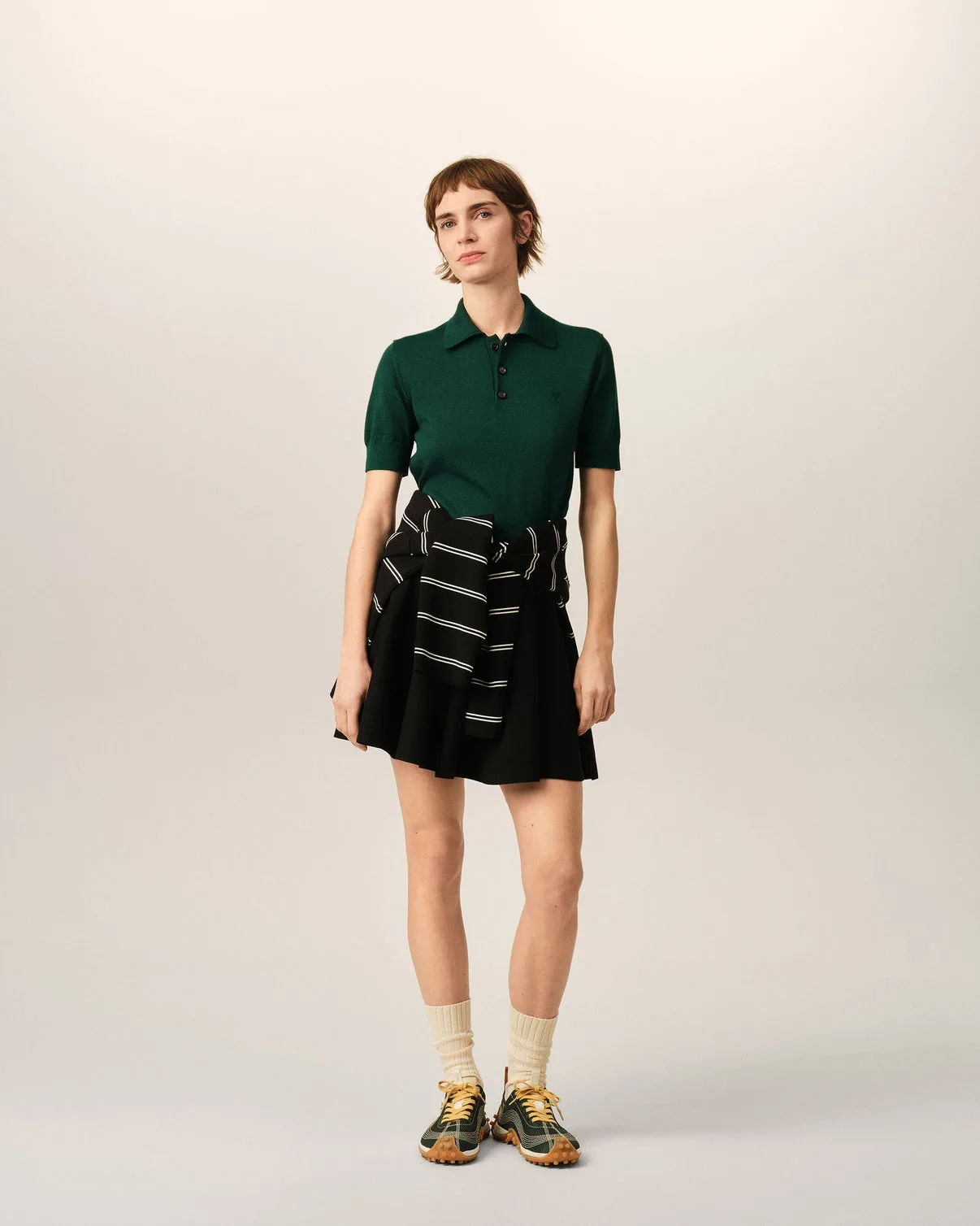 Green wool polo with