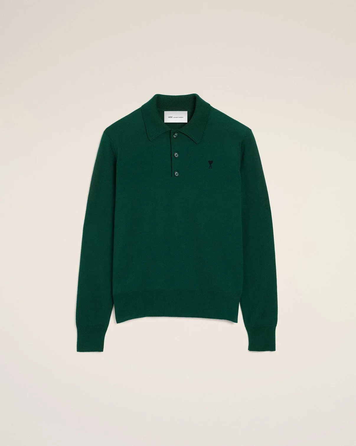 Green wool polo with