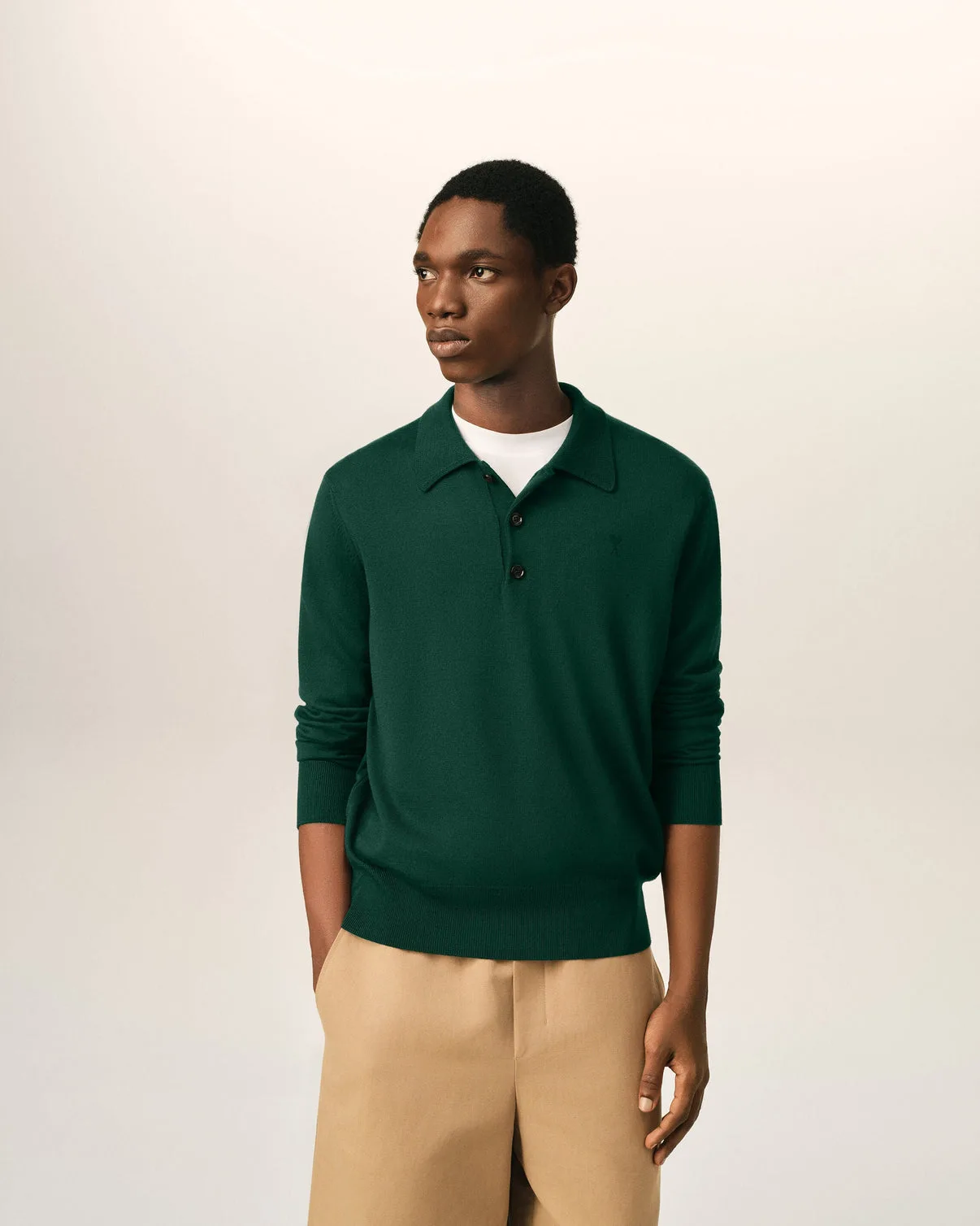 Green wool polo with