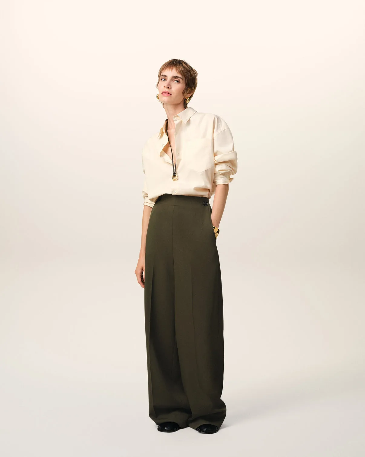 Green Wool Sailor Pants