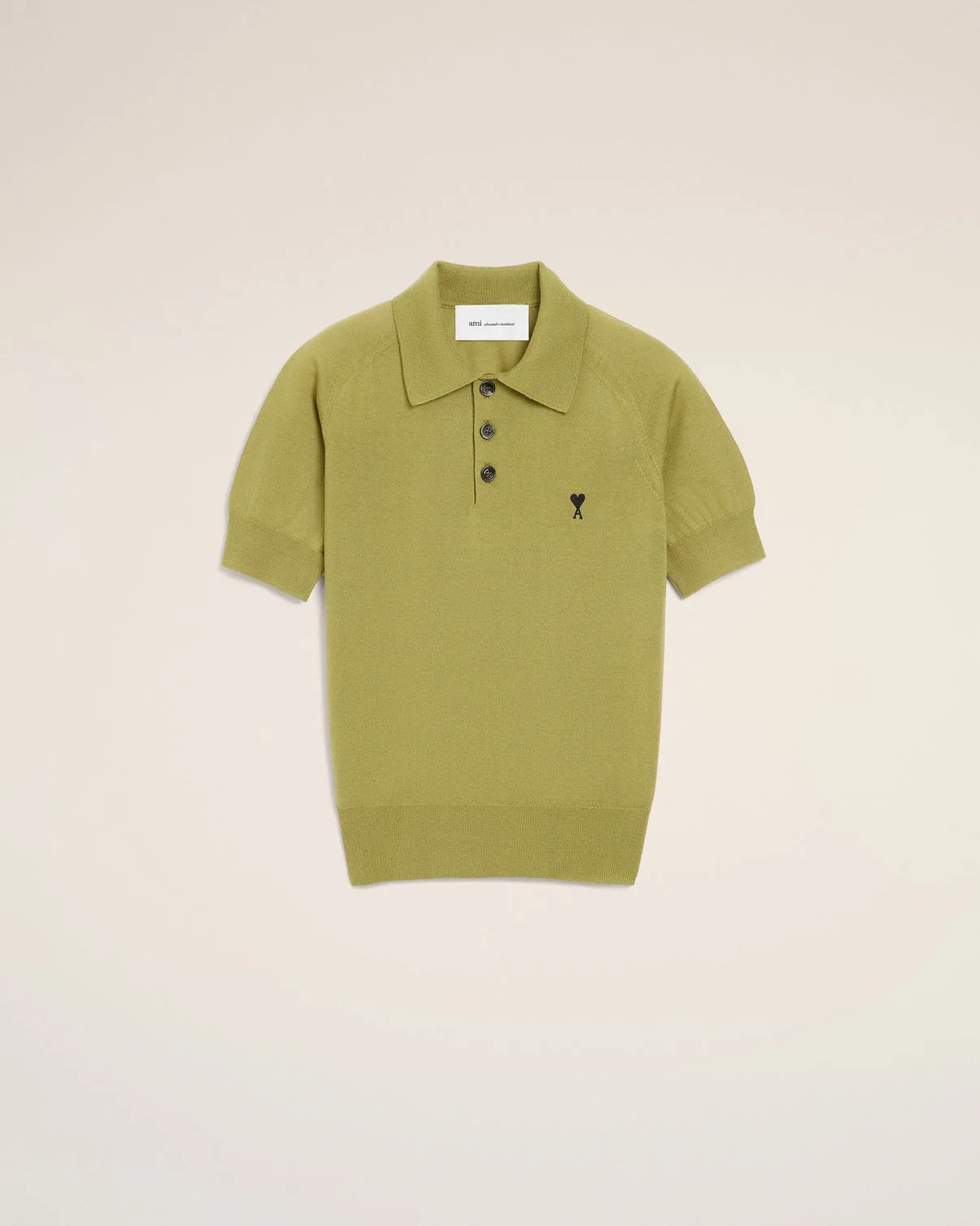 Green Wool Short Sleeves Polo