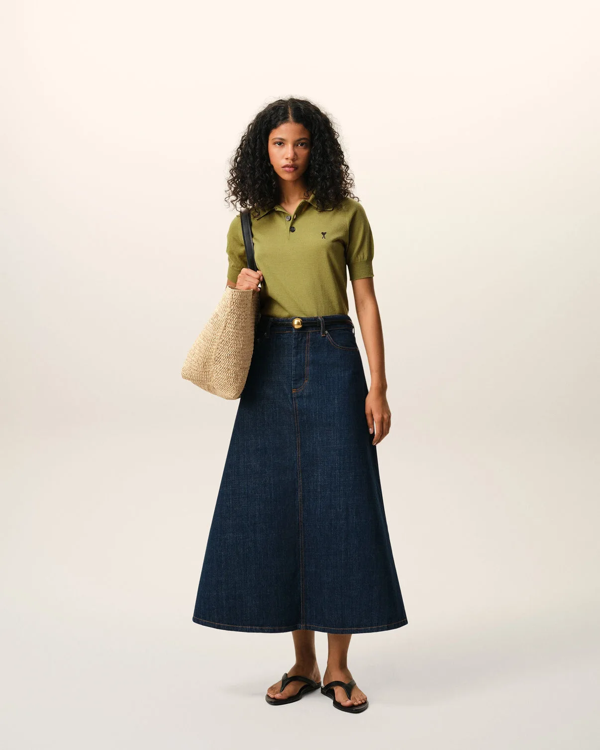 Green Wool Short Sleeves Polo