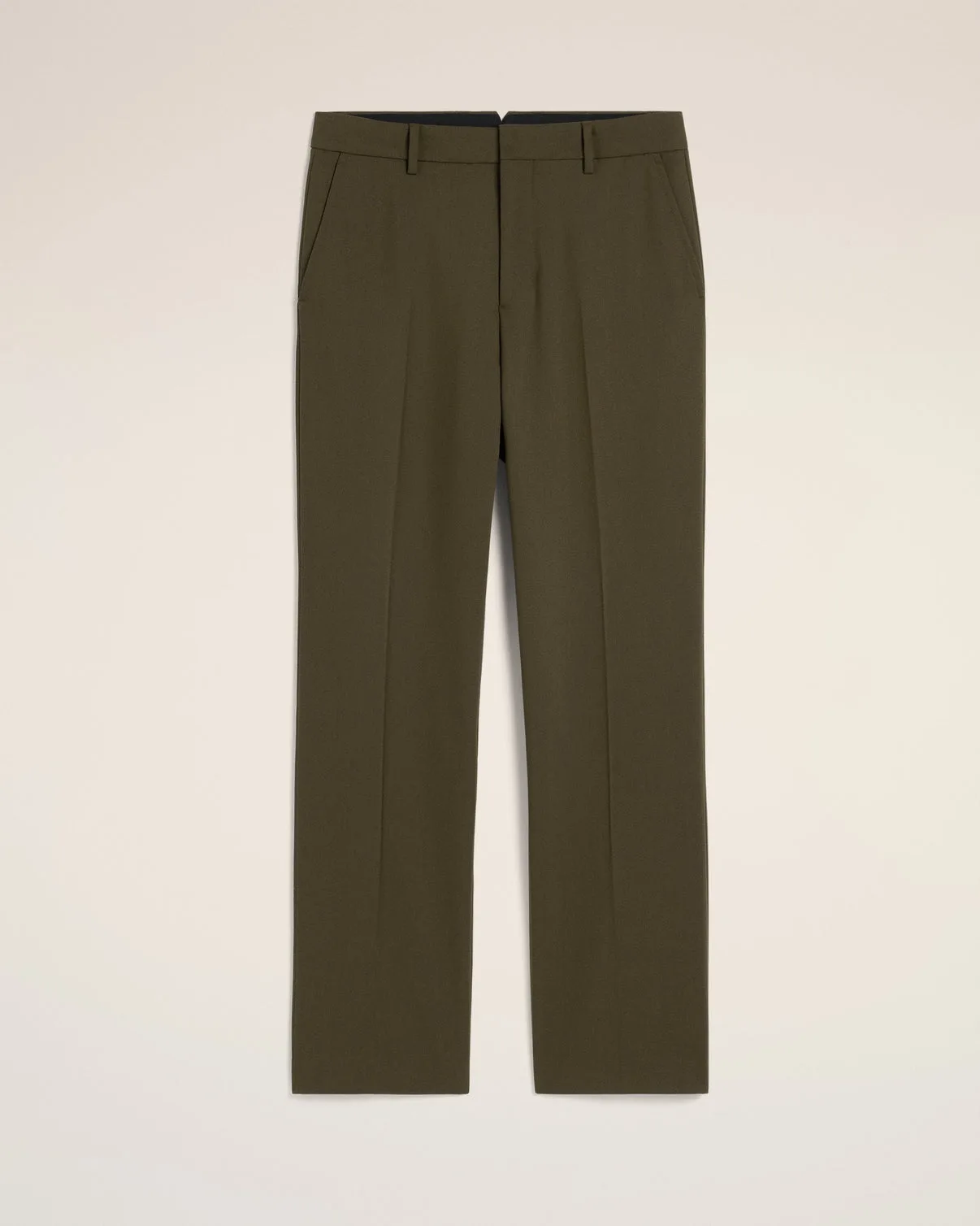 Green Wool Straight Fit Pants