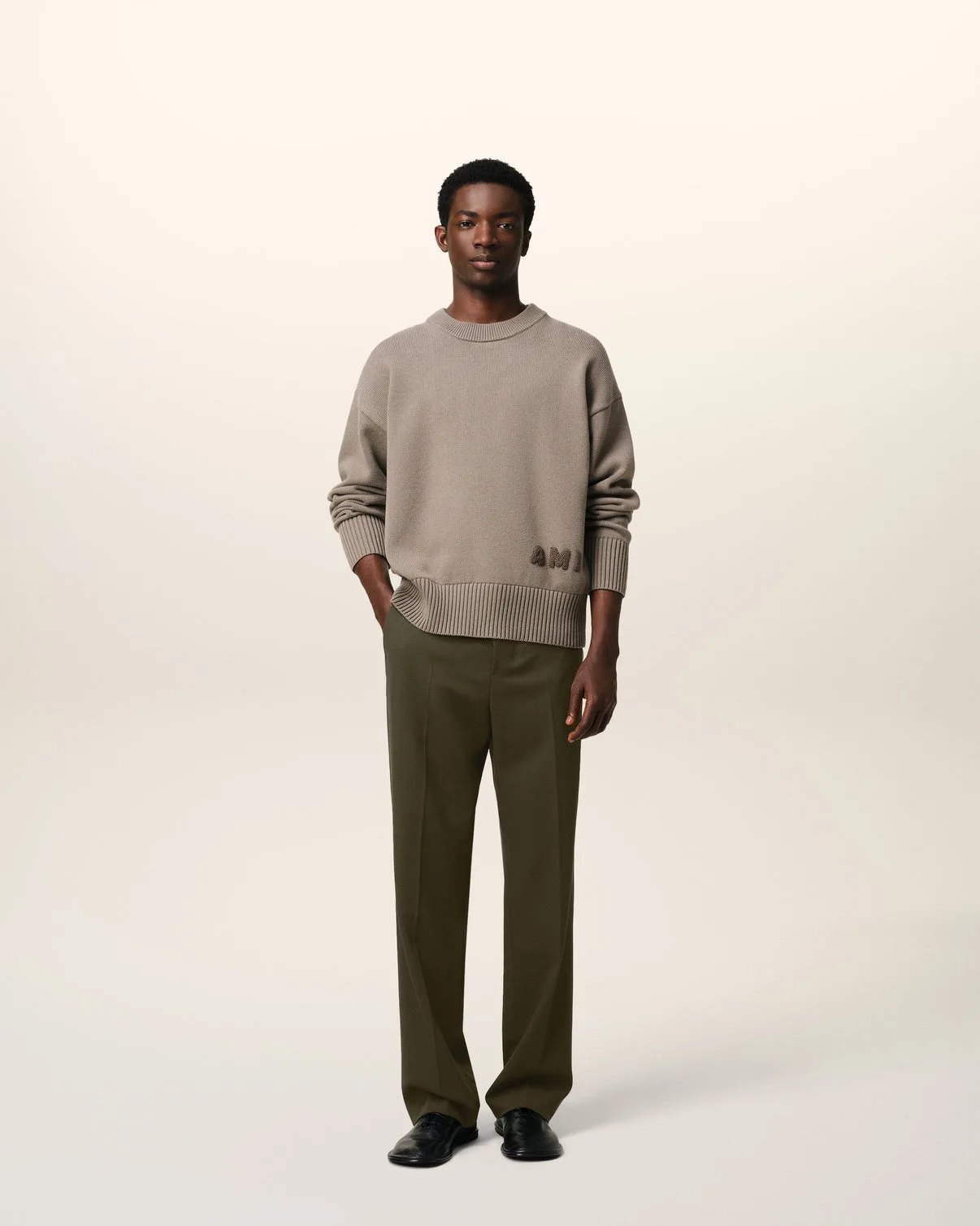 Green Wool Straight Fit Pants