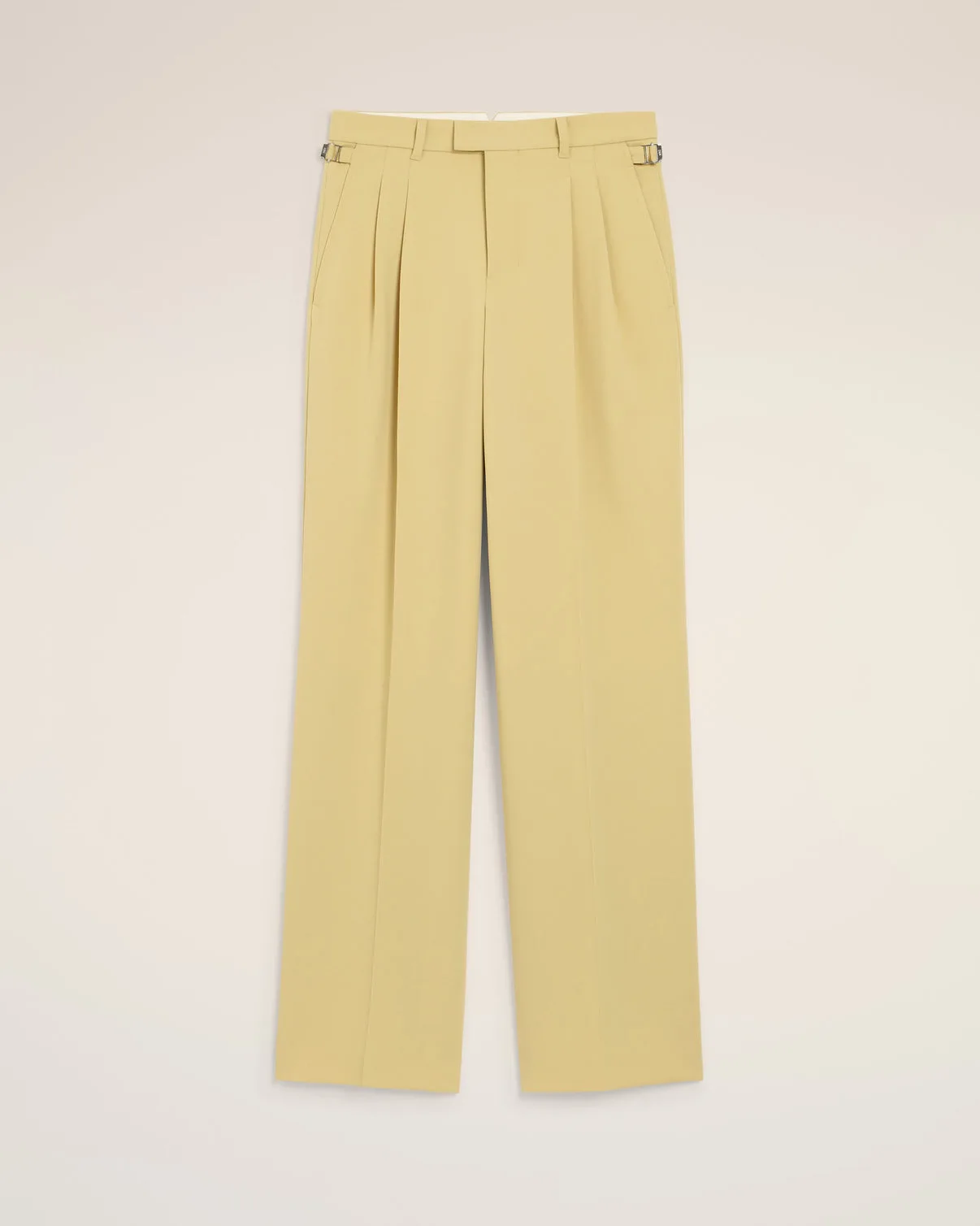 Green Wool Tabs Wide Pants