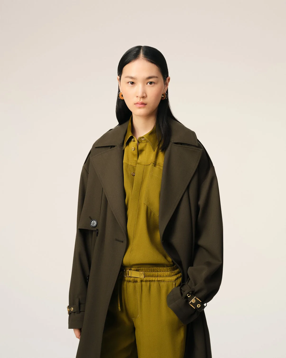 Green Wool Trench Coat