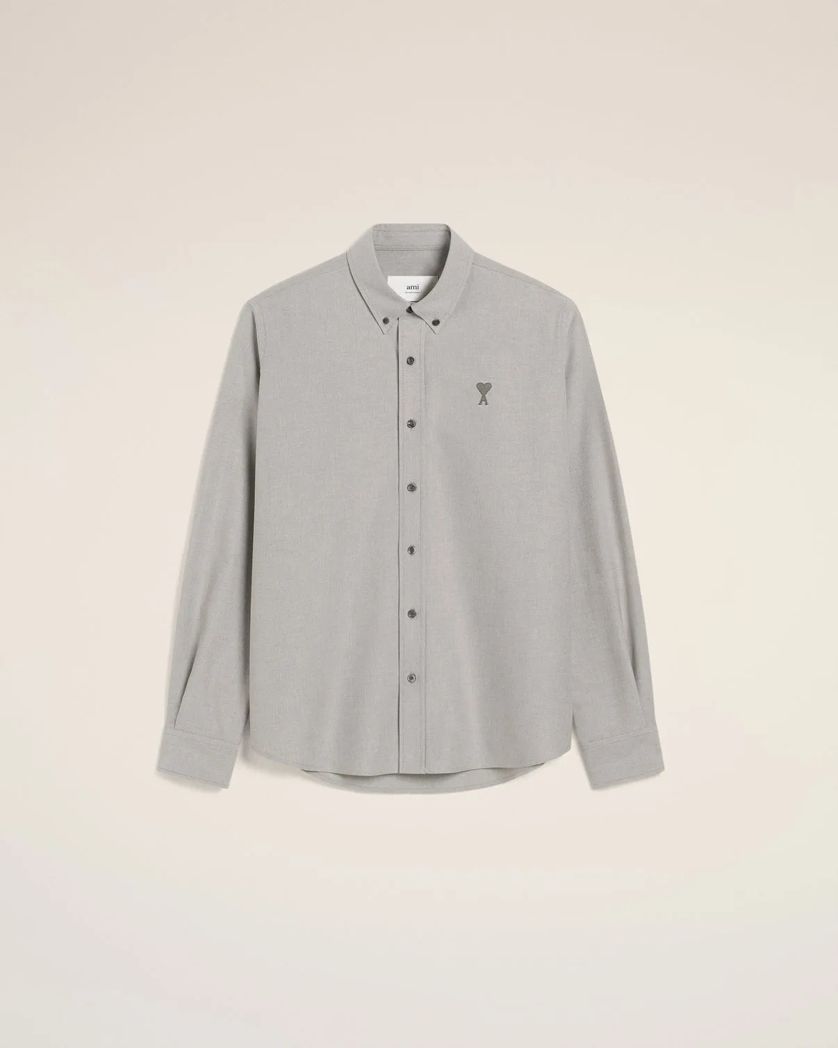 Gray Cotton Button-Down Shirt