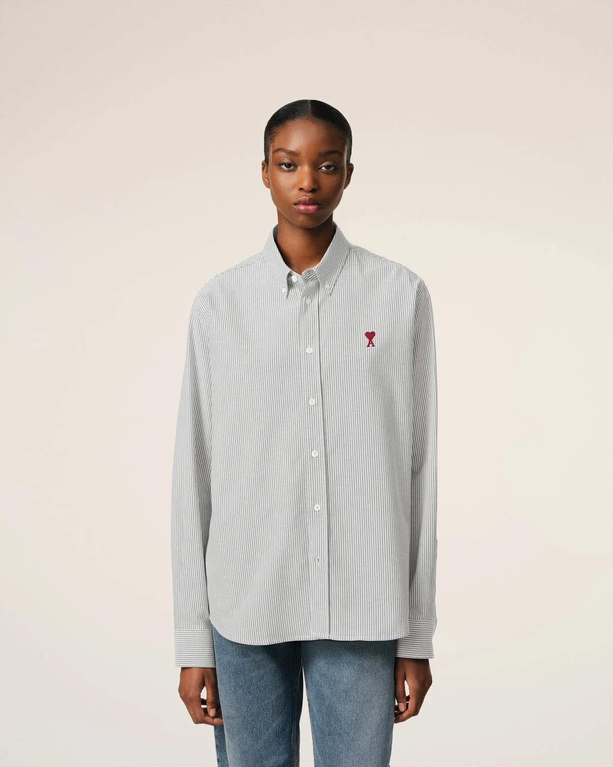 Gray Cotton Button Down Shirt