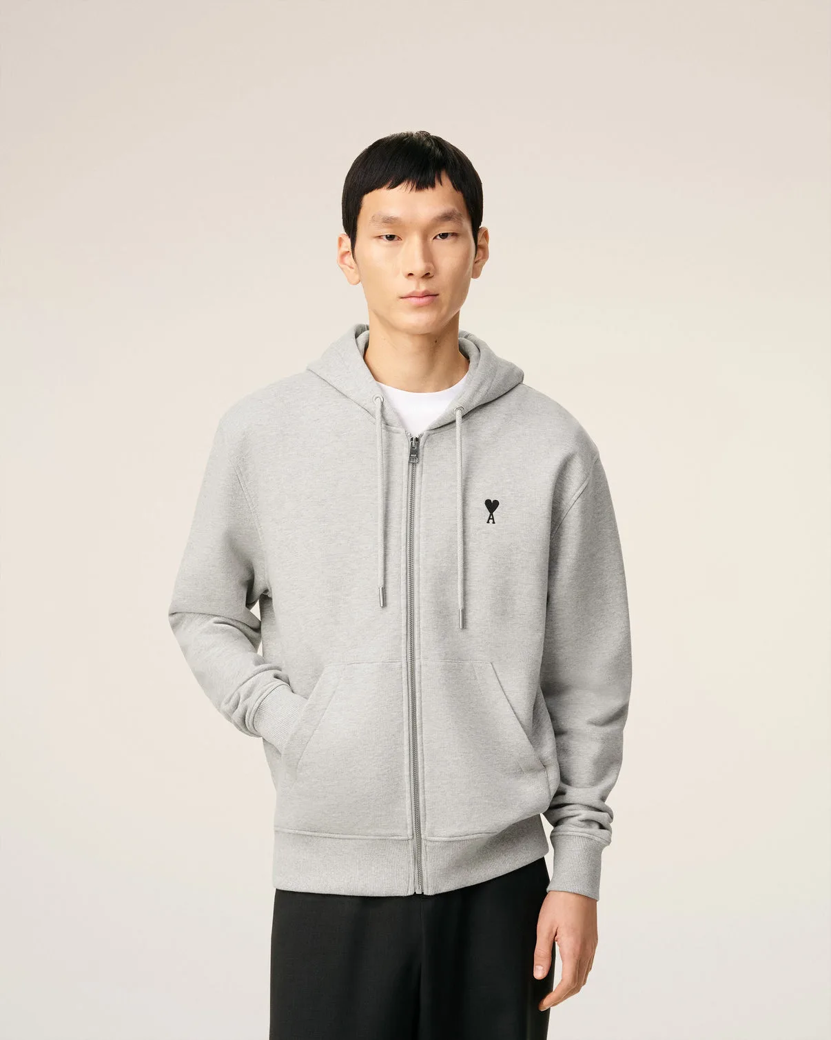 Gray Cotton Contrasted Hoodie