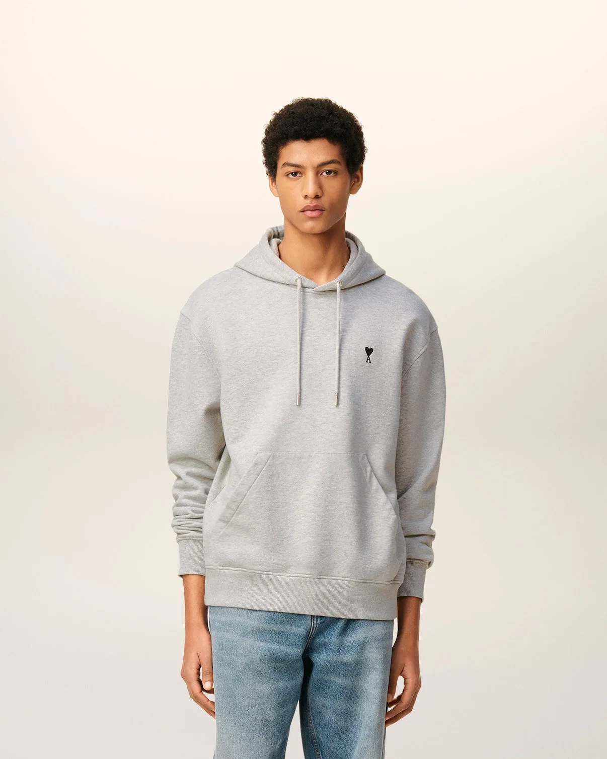 Gray Cotton Contrasted Hoodie