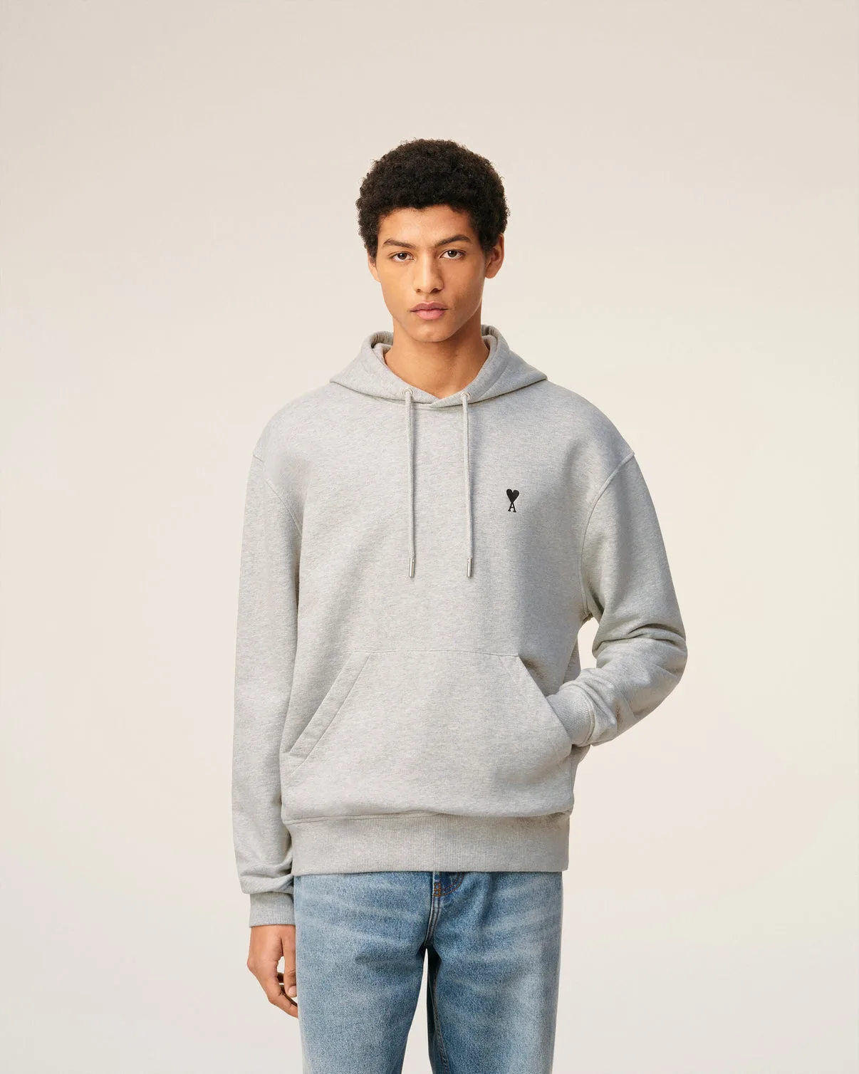 Gray Cotton Contrasted Hoodie