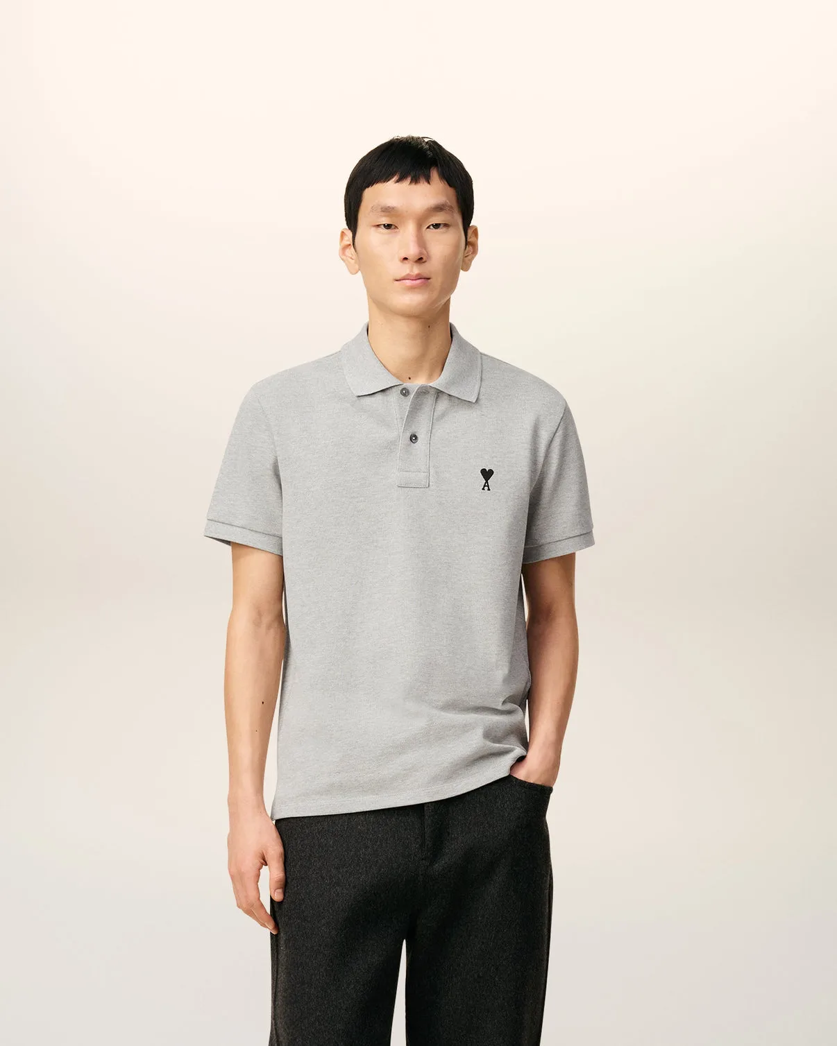 Gray Cotton Contrasted Polo Shirt