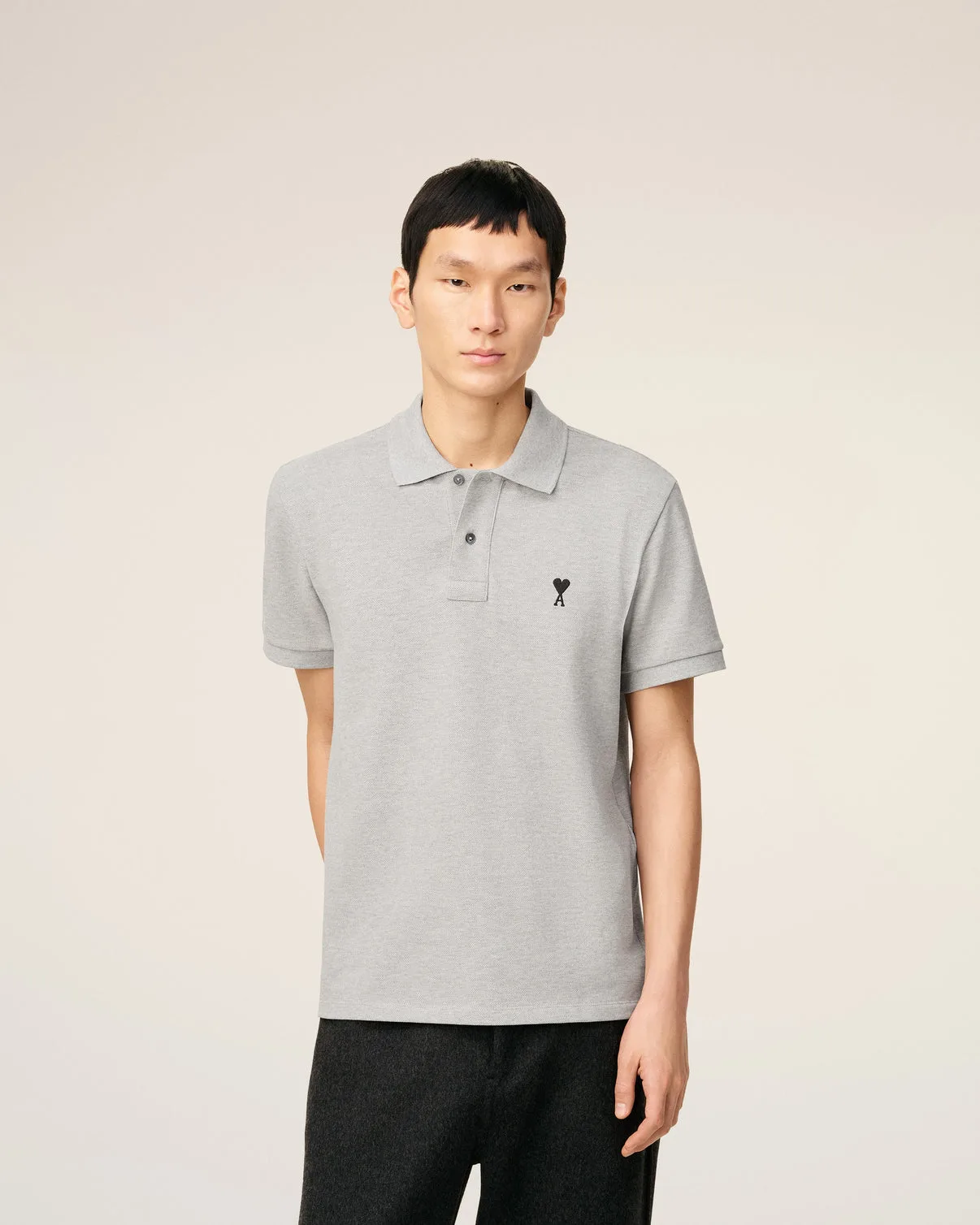 Gray Cotton Contrasted Polo Shirt