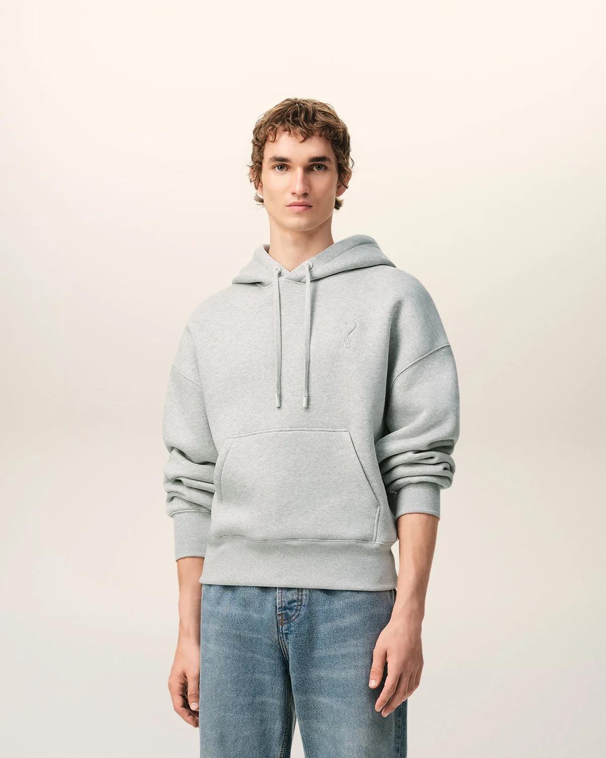 Gray Cotton Embossed Hoodie