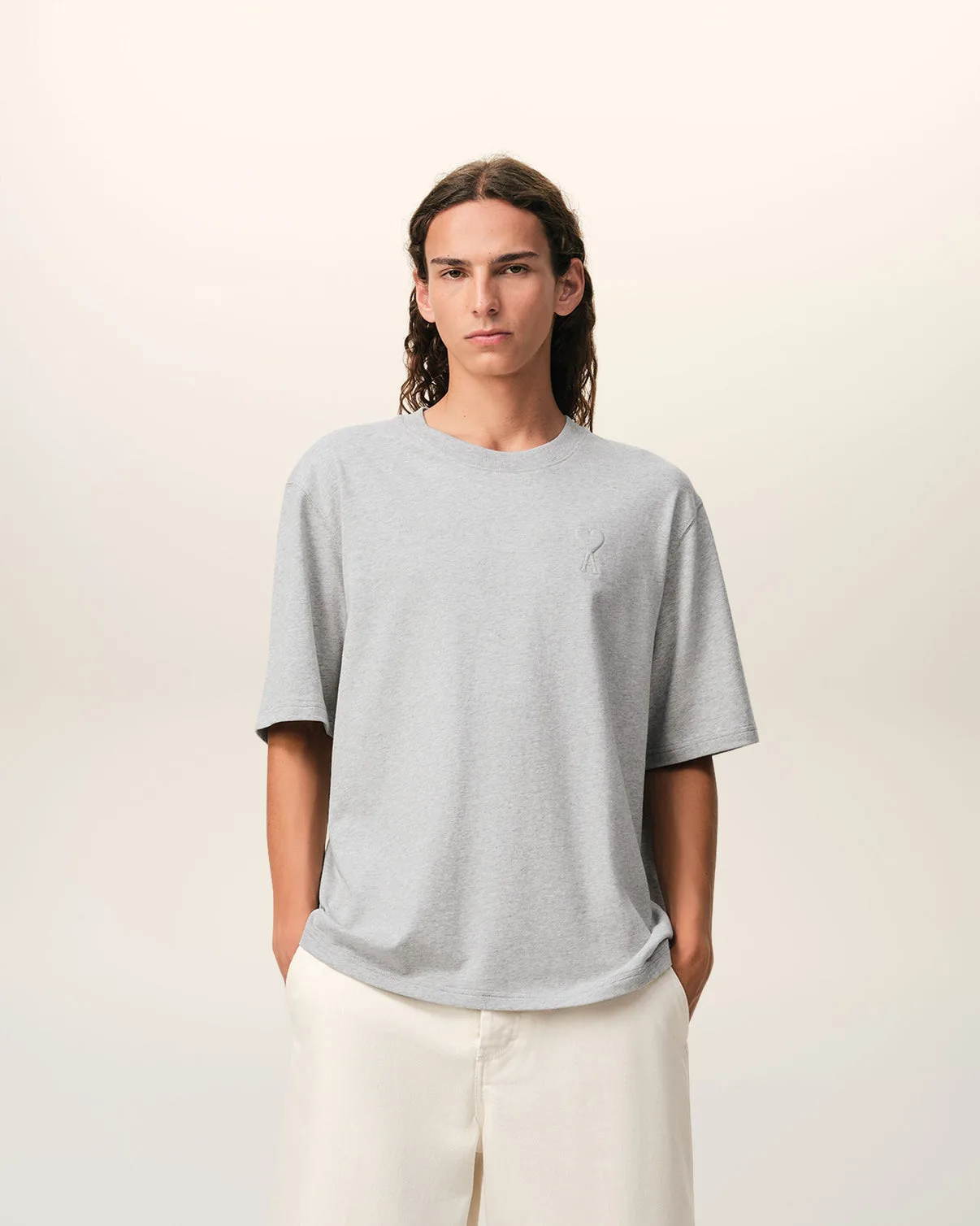 Gray Cotton Embossed T-shirt