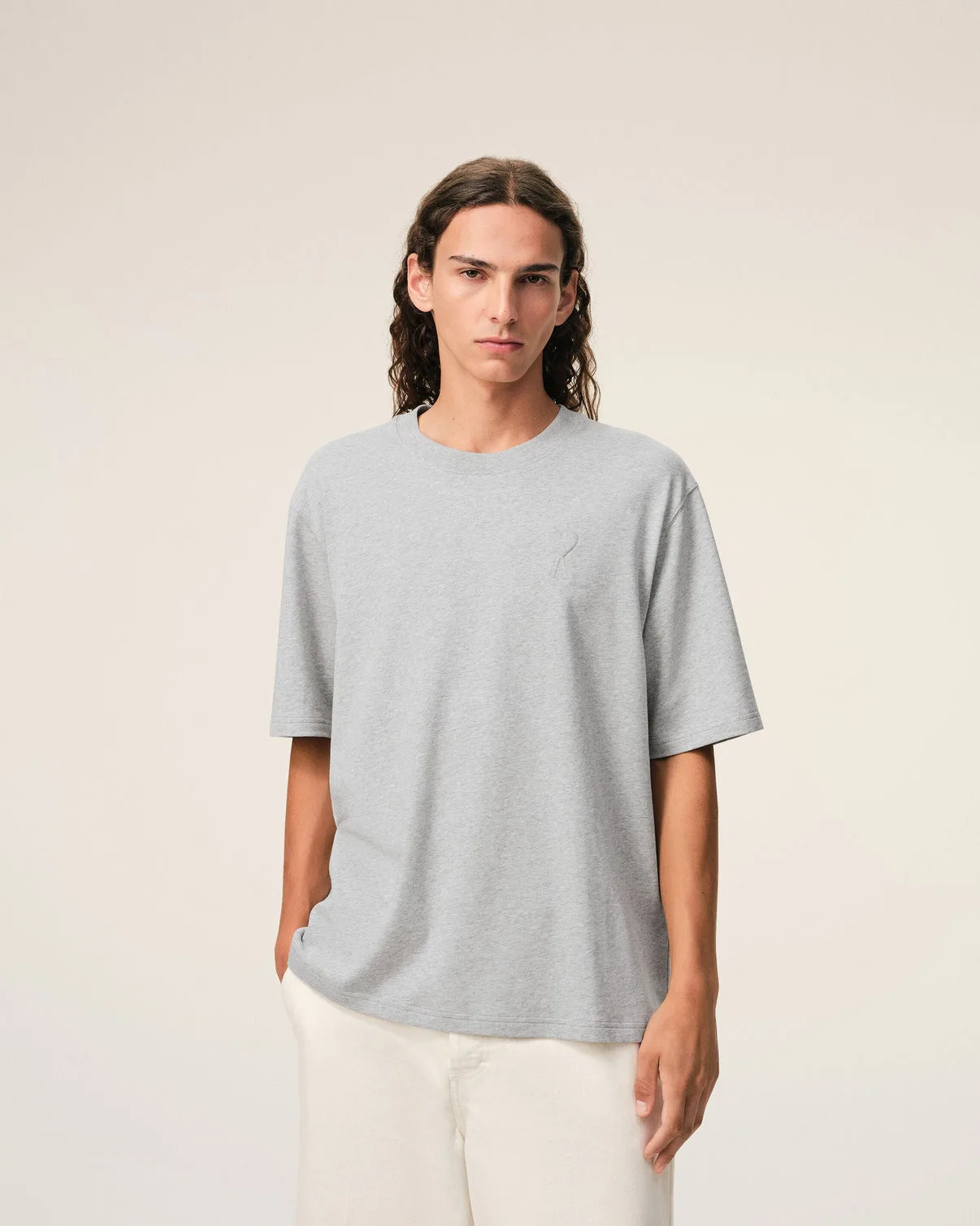 Gray Cotton Embossed T-shirt