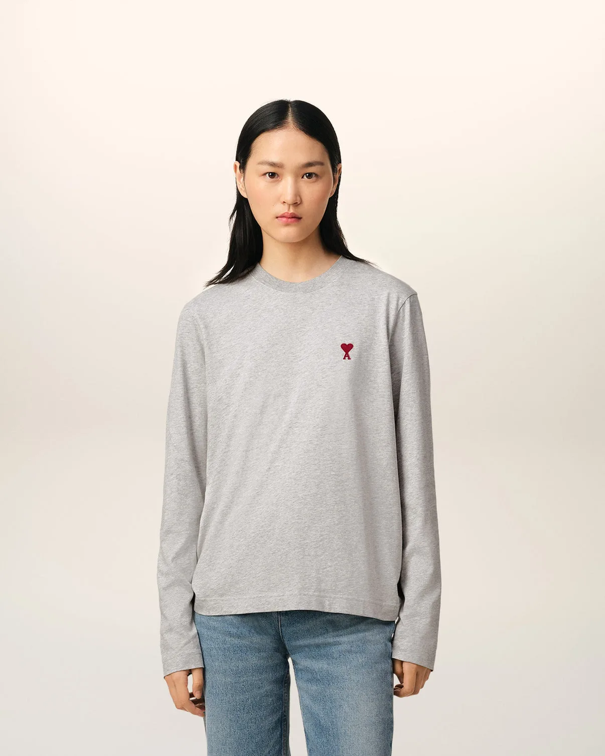 Gray Cotton Long Sleeves T-Shirt