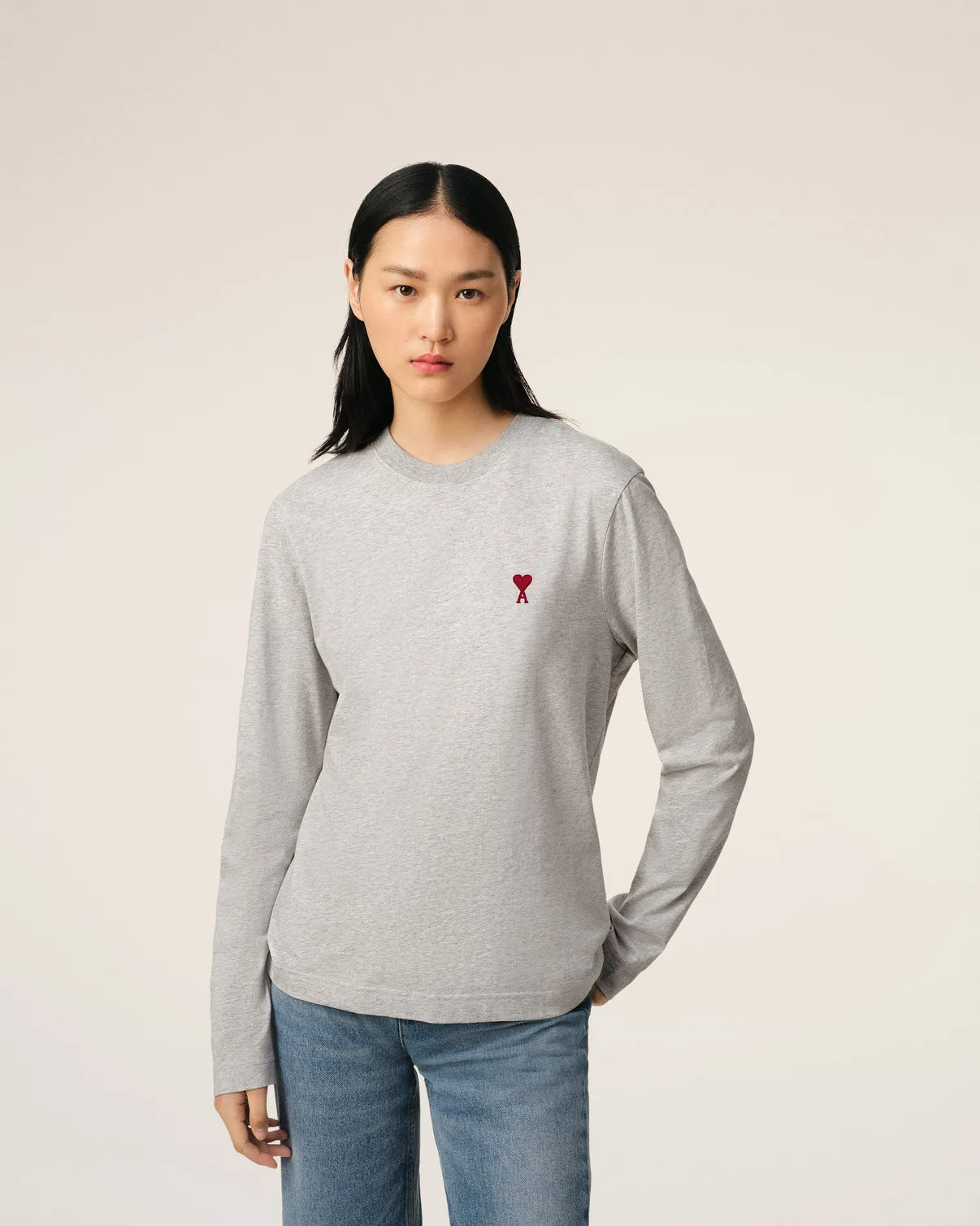 Gray Cotton Long Sleeves T-Shirt