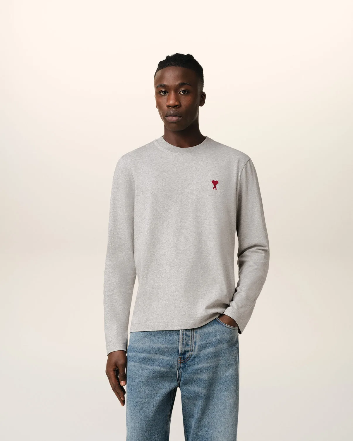 Gray Cotton Long Sleeves T-Shirt