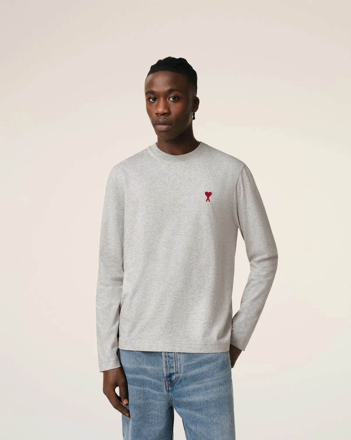 Gray Cotton Long Sleeves T-Shirt