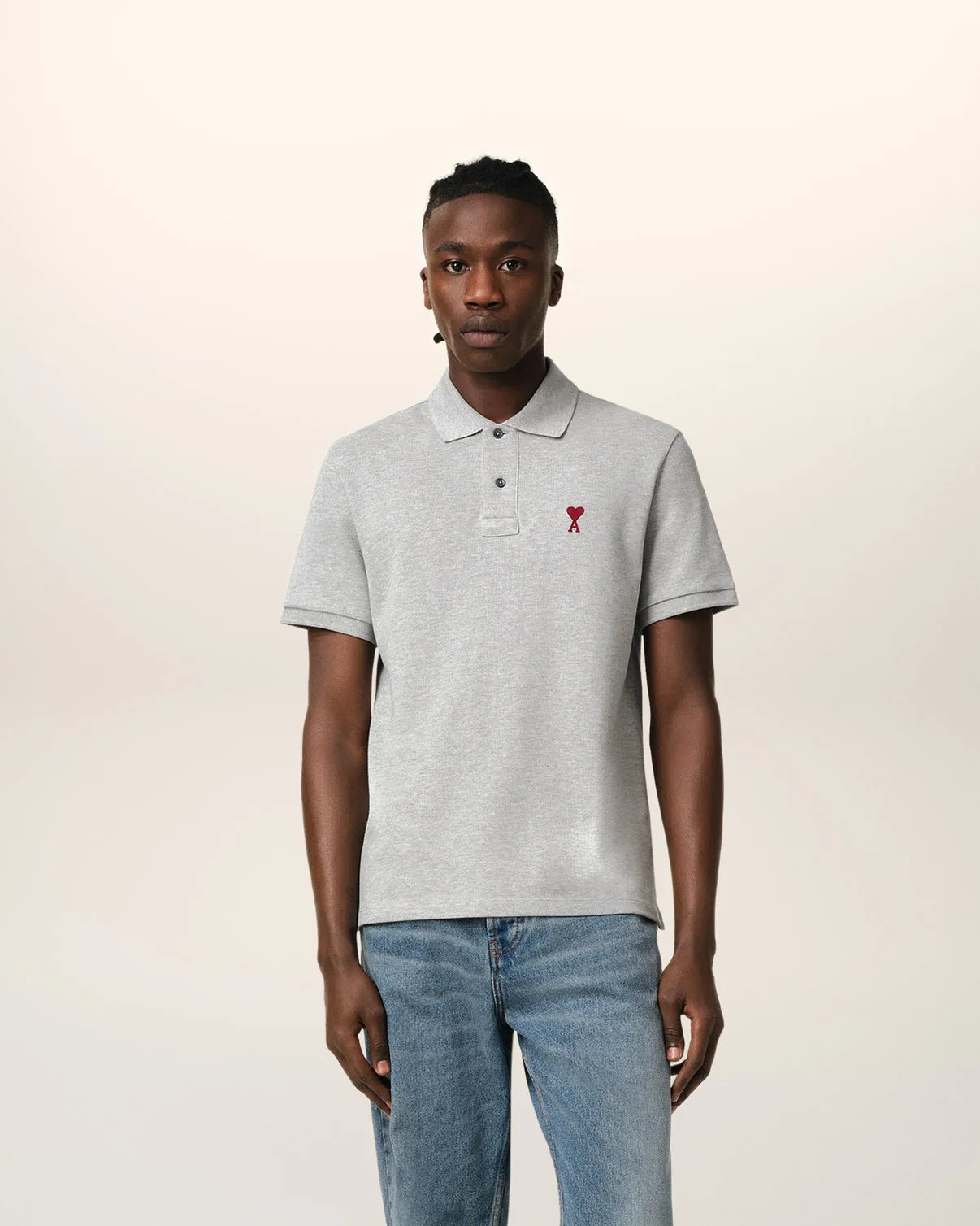 Gray Cotton Polo Shirt