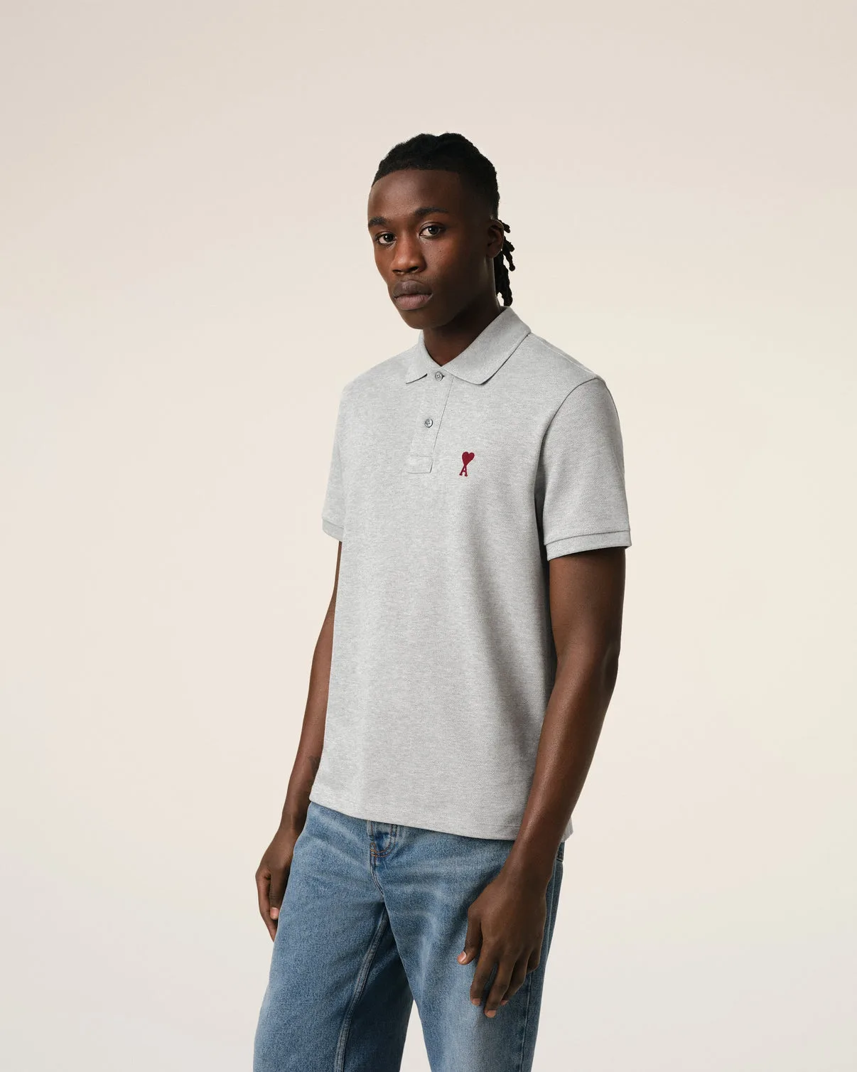 Gray Cotton Polo Shirt