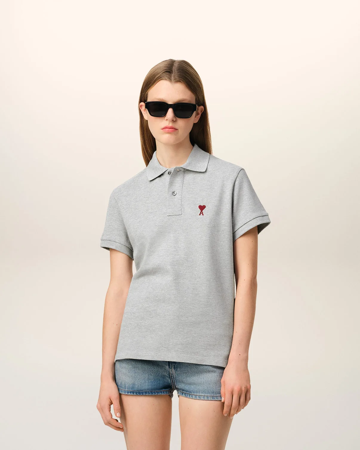 Gray Cotton Polo Shirt