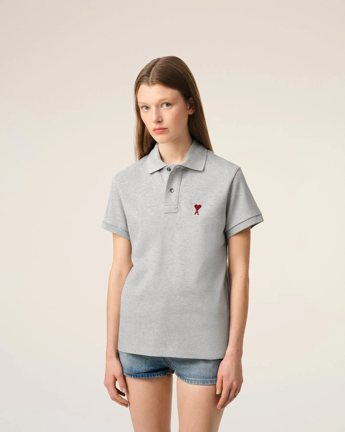 Gray Cotton Polo Shirt