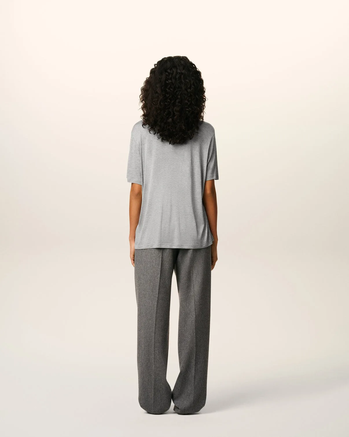 Gray Cotton Short Sleeves T-shirt
