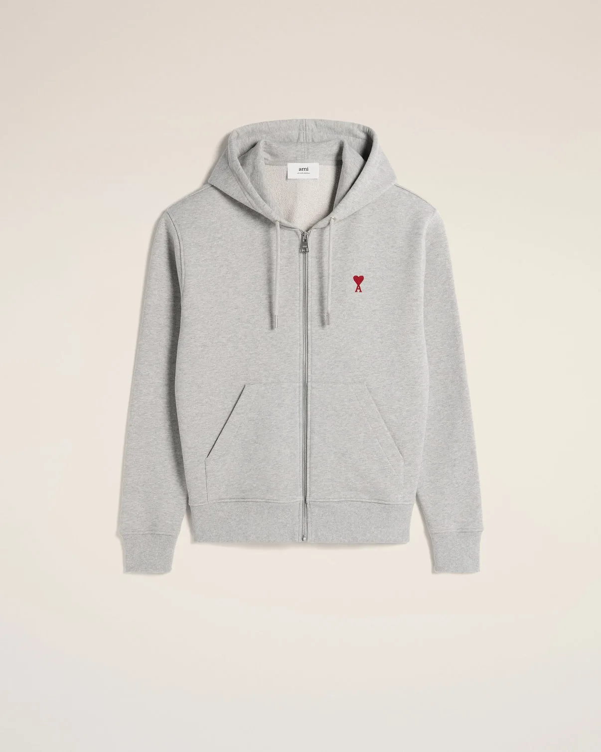 Gray Cotton Zipped Hoodie