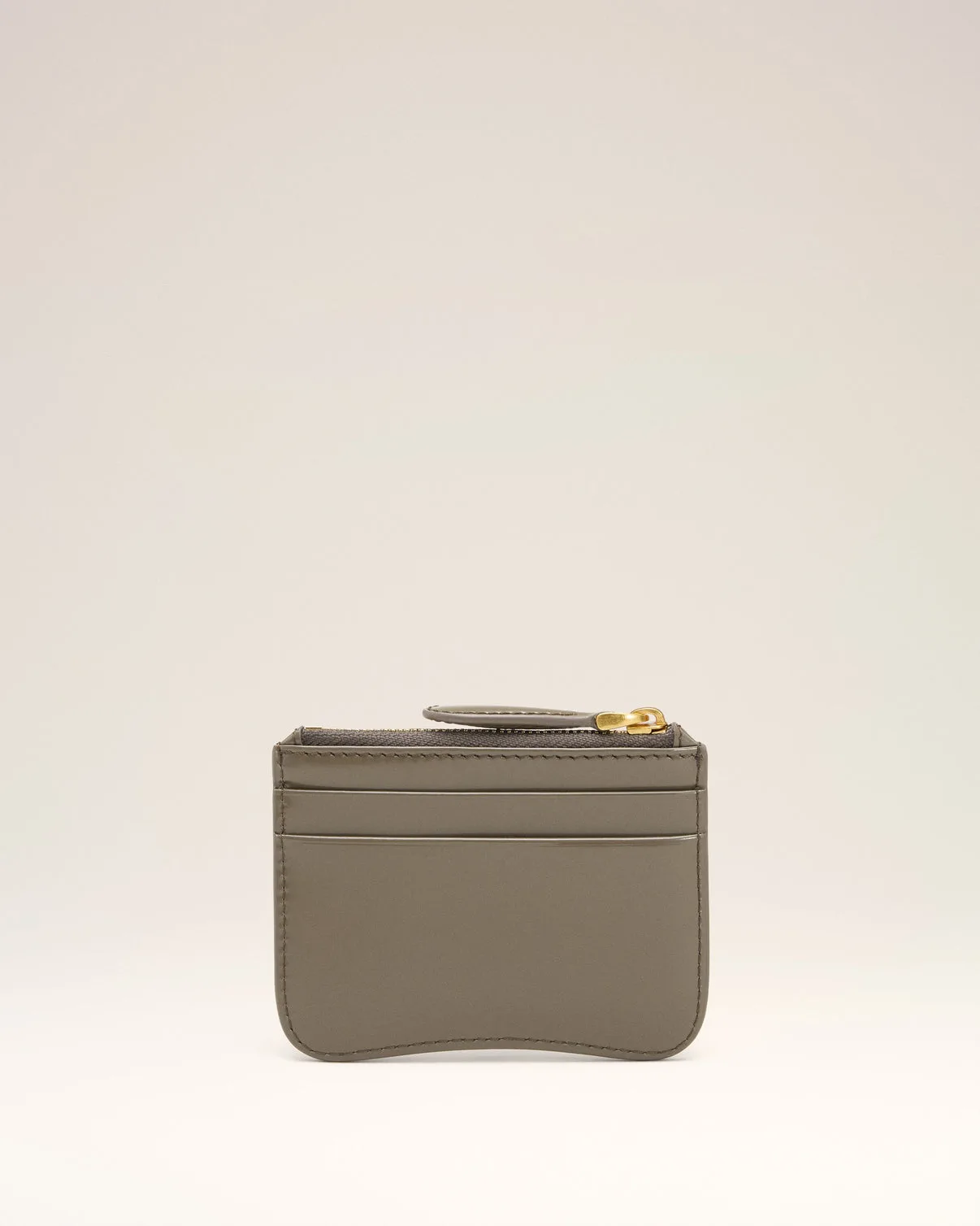 Gray Glazed Leather Paris Paris Zipped Card Holder