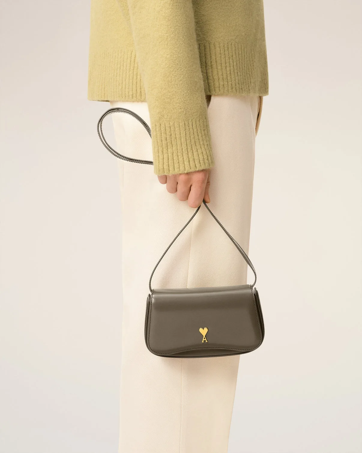 Gray Glazed Leather Small Crossbody Paris Paris Bag