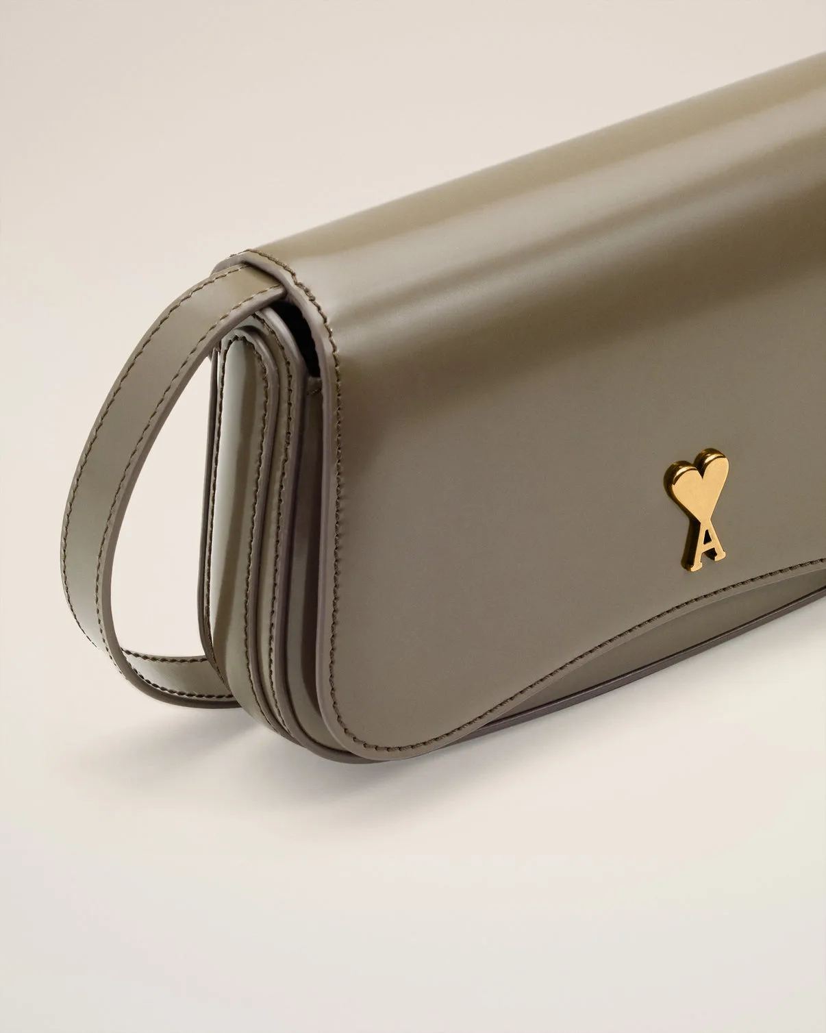Gray Glazed Leather Small Crossbody Paris Paris Bag