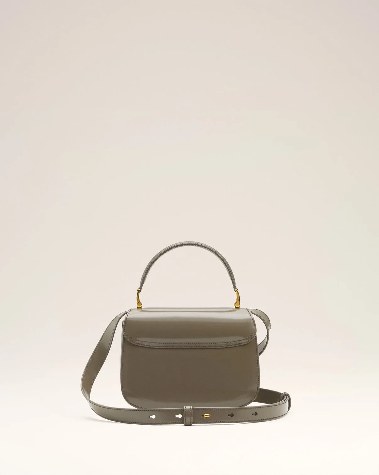 Gray Glazed Leather Top Handle Paris Paris Bag