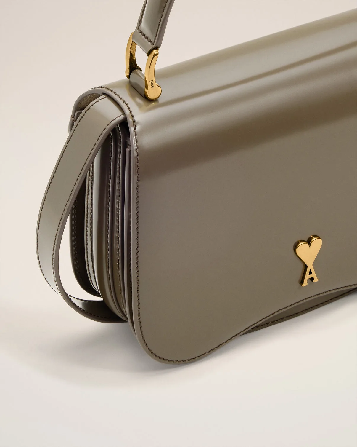 Gray Glazed Leather Top Handle Paris Paris Bag